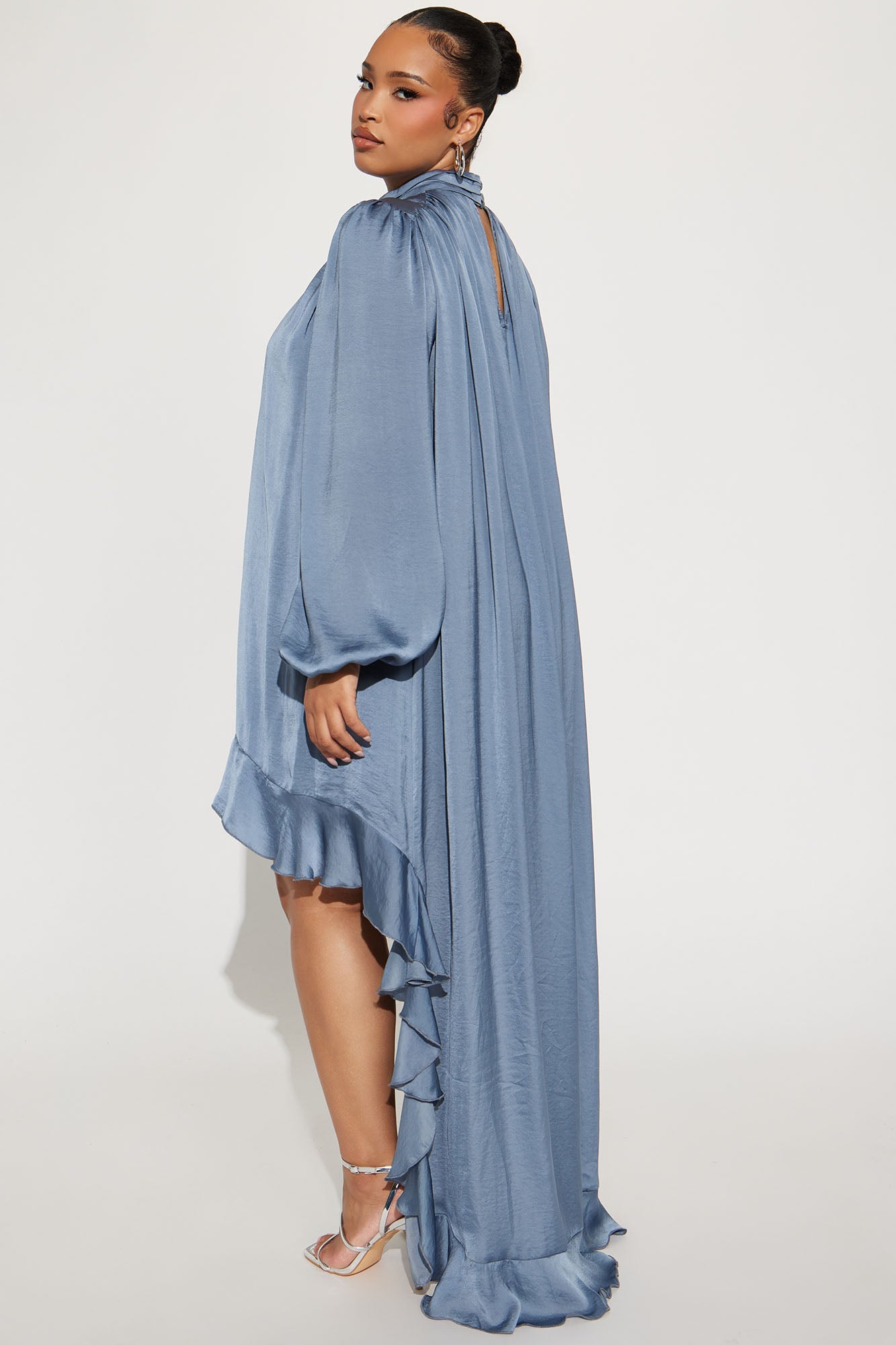 Giselle Long Sleeve Flowy Mini Dress - Blue