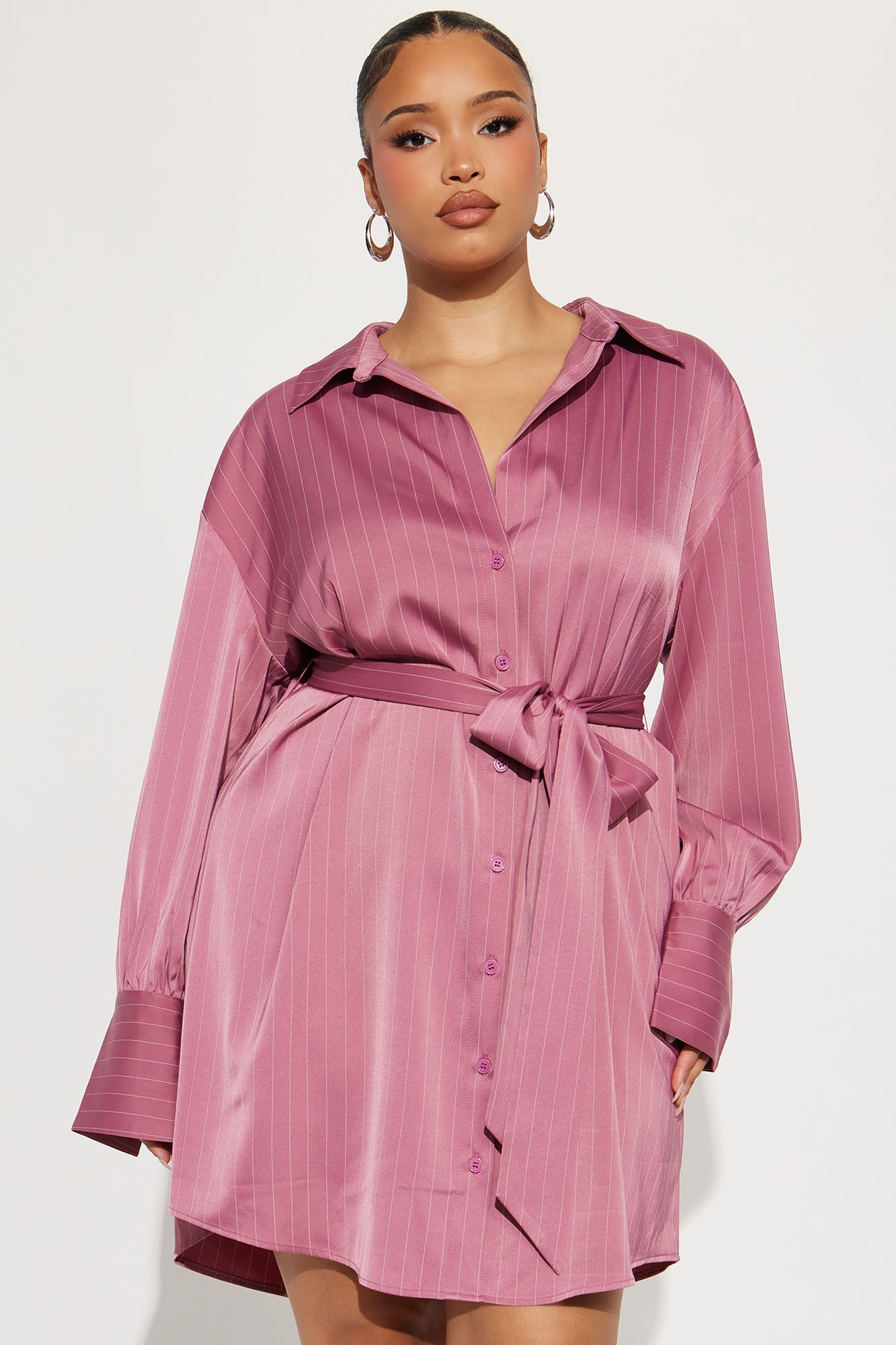 Mariela Pinstripe Satin Mini Dress - Mauve
