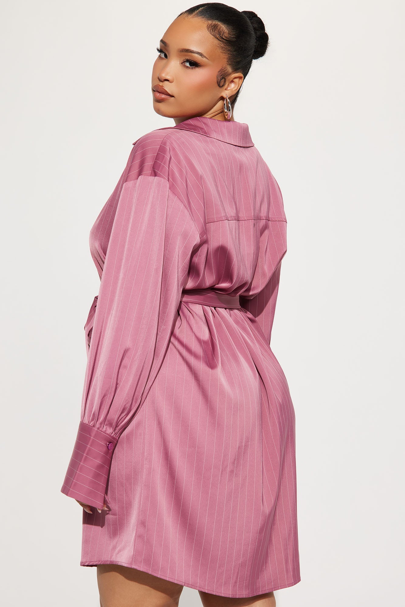 Mariela Pinstripe Satin Mini Dress - Mauve