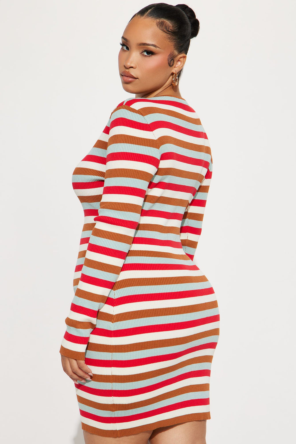 Fall For You Striped Sweater Mini Dress - Multi Color