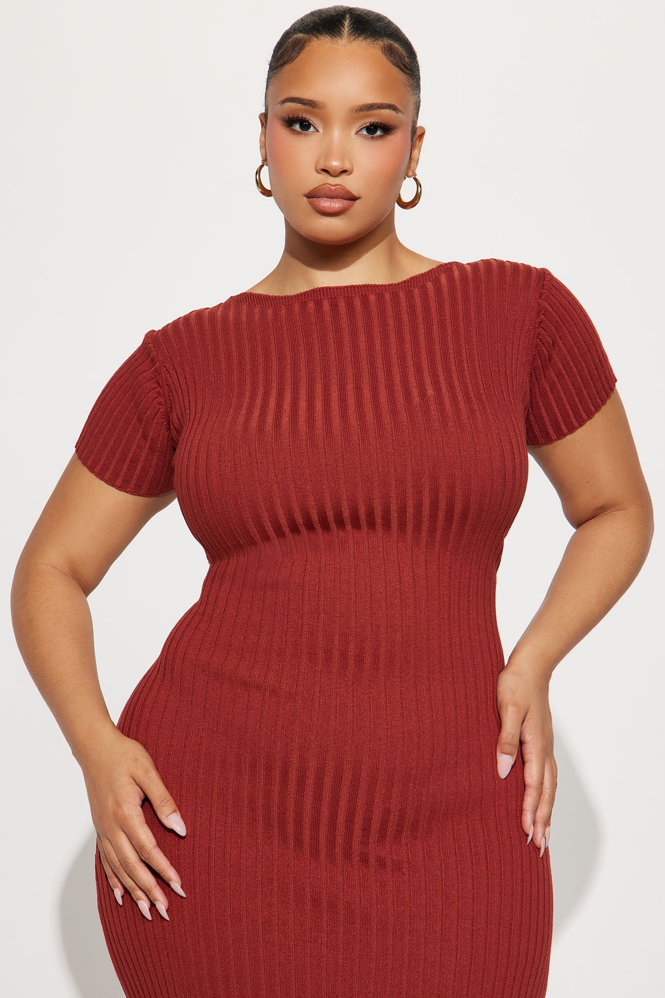 Nomi Low Back Sweater Maxi Dress - Rust