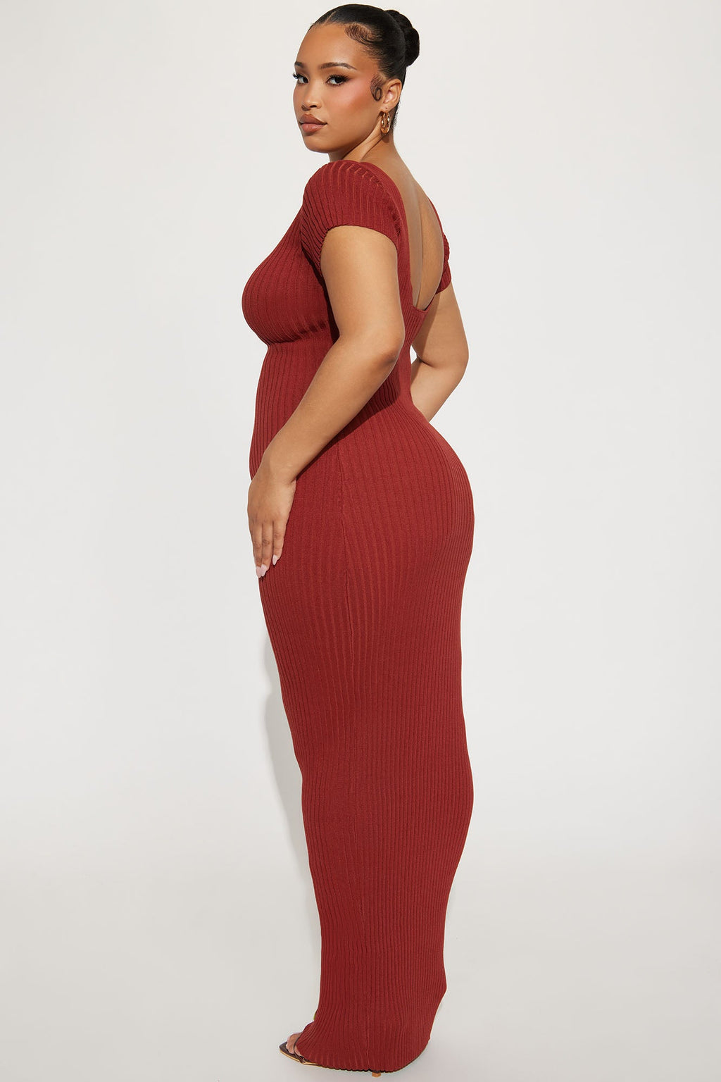 Nomi Low Back Sweater Maxi Dress - Rust