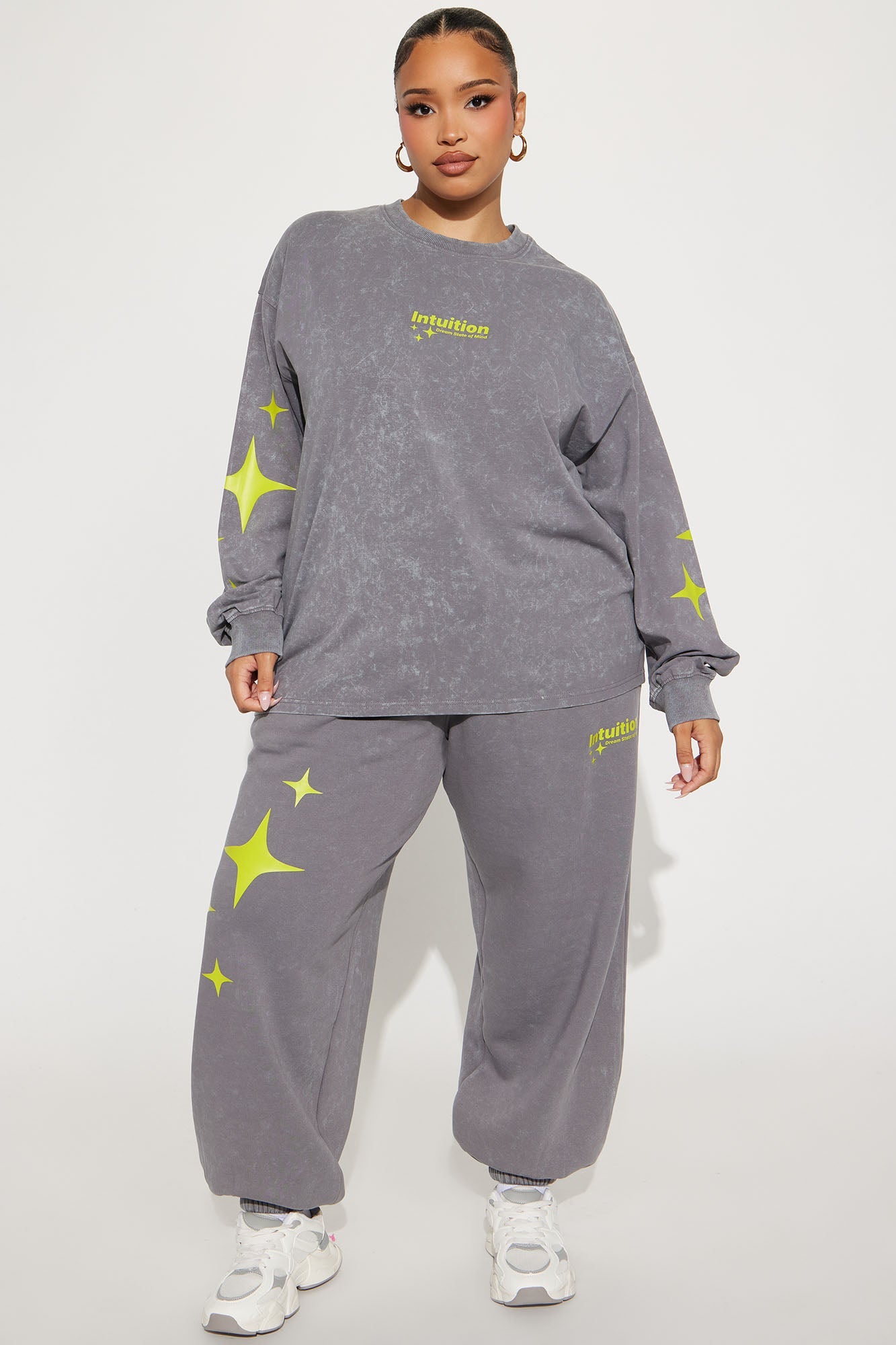 Trust Your Intuition Acid Wash Jogger Set - Grey
