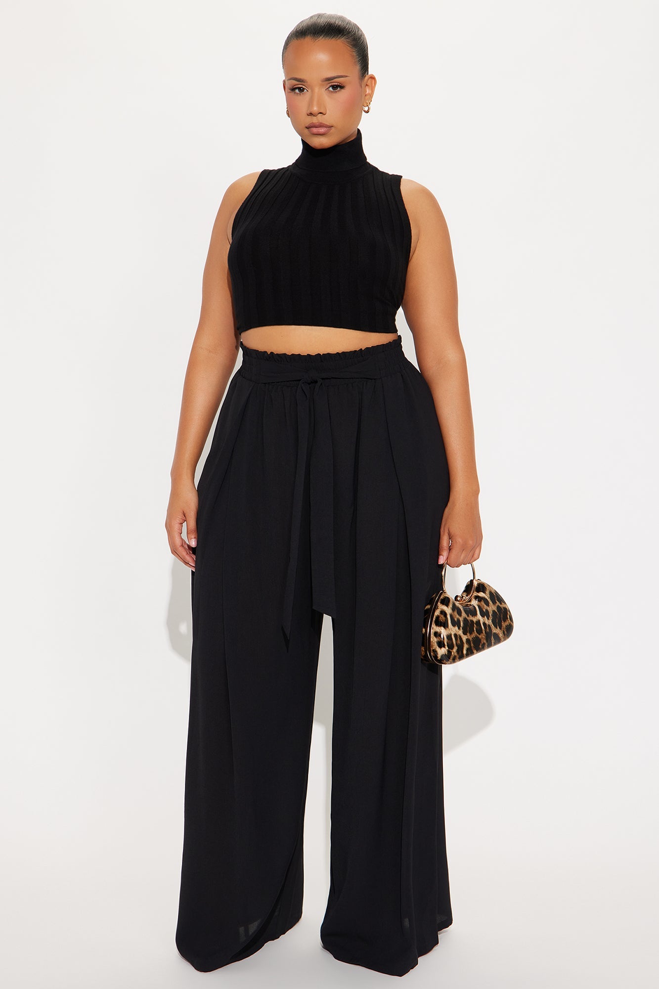 Ella High Rise Wide Leg Pant - Black