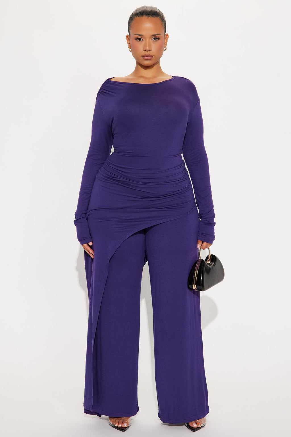 Laurine Draped Pant Set - Plum