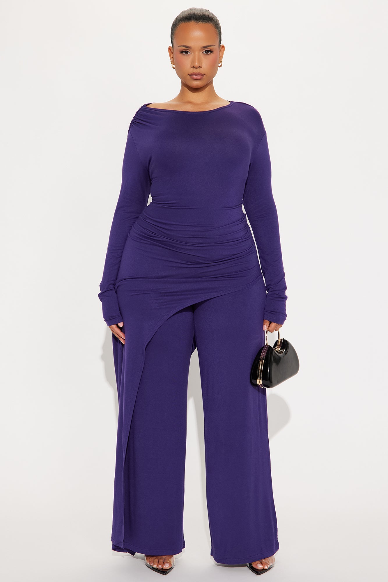Laurine Draped Pant Set - Plum