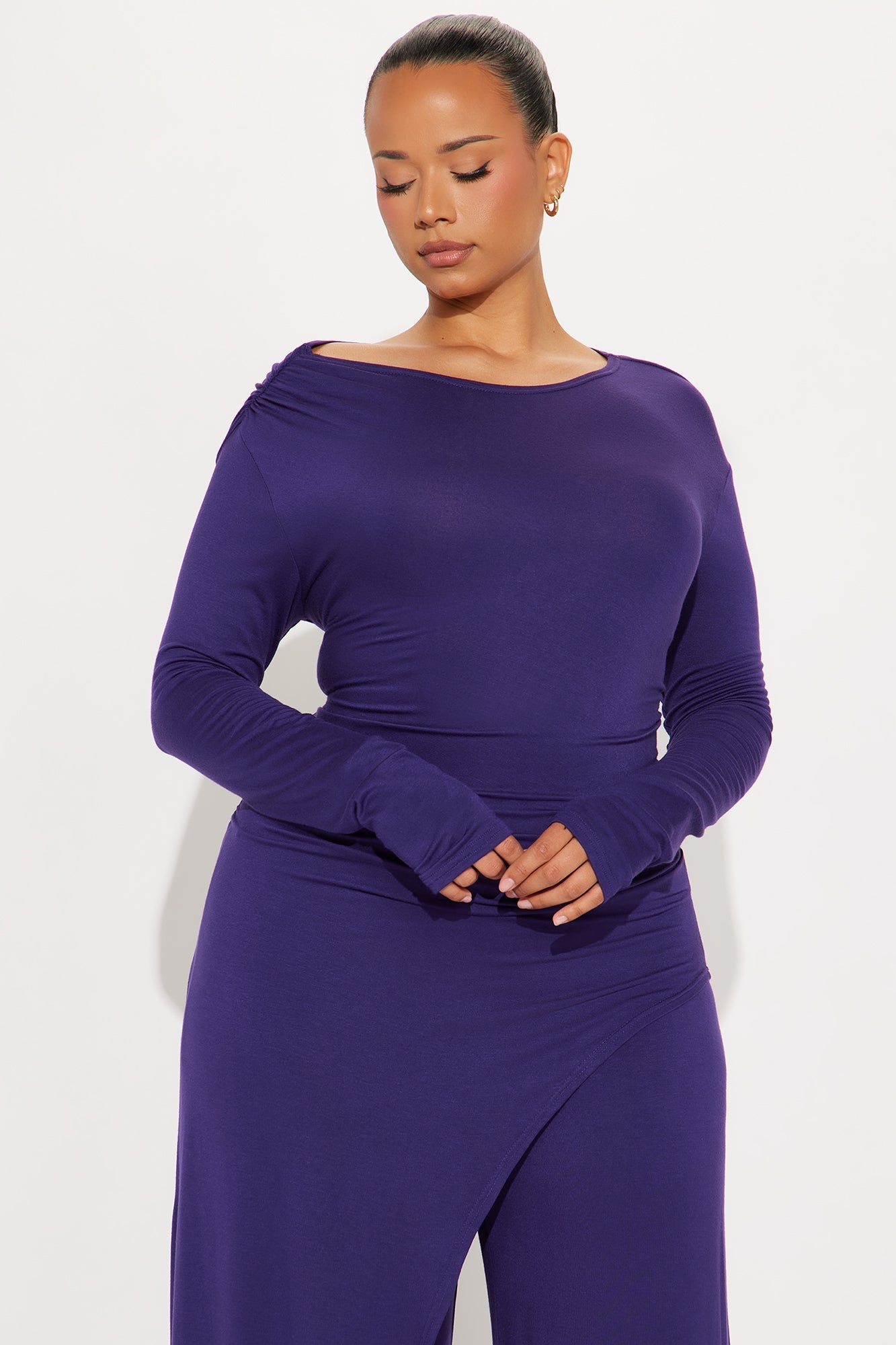 Laurine Draped Pant Set - Plum