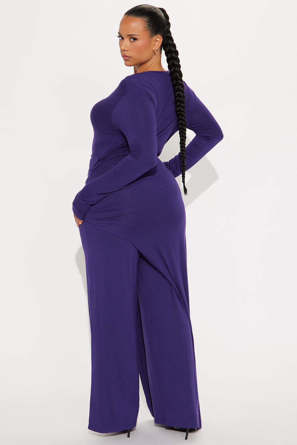 Laurine Draped Pant Set - Plum