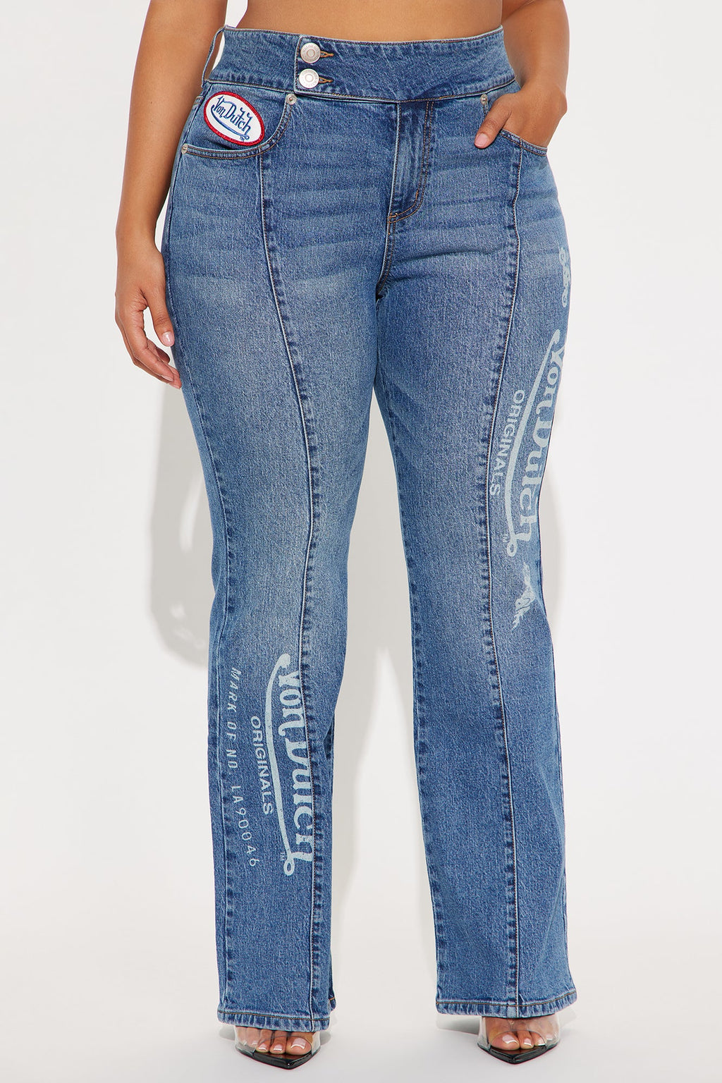 Von Dutch Low Rise Flare Jeans - Medium Wash