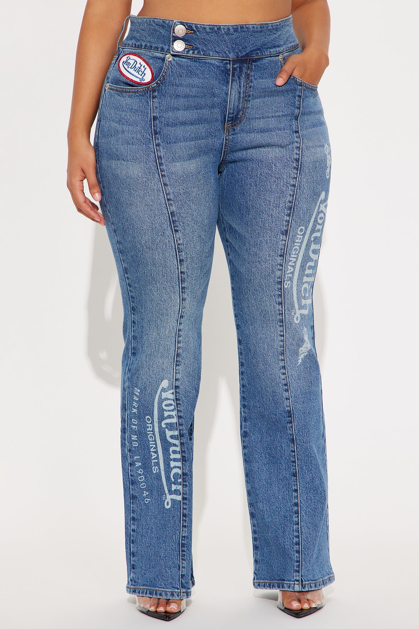Von Dutch Low Rise Flare Jeans - Medium Wash