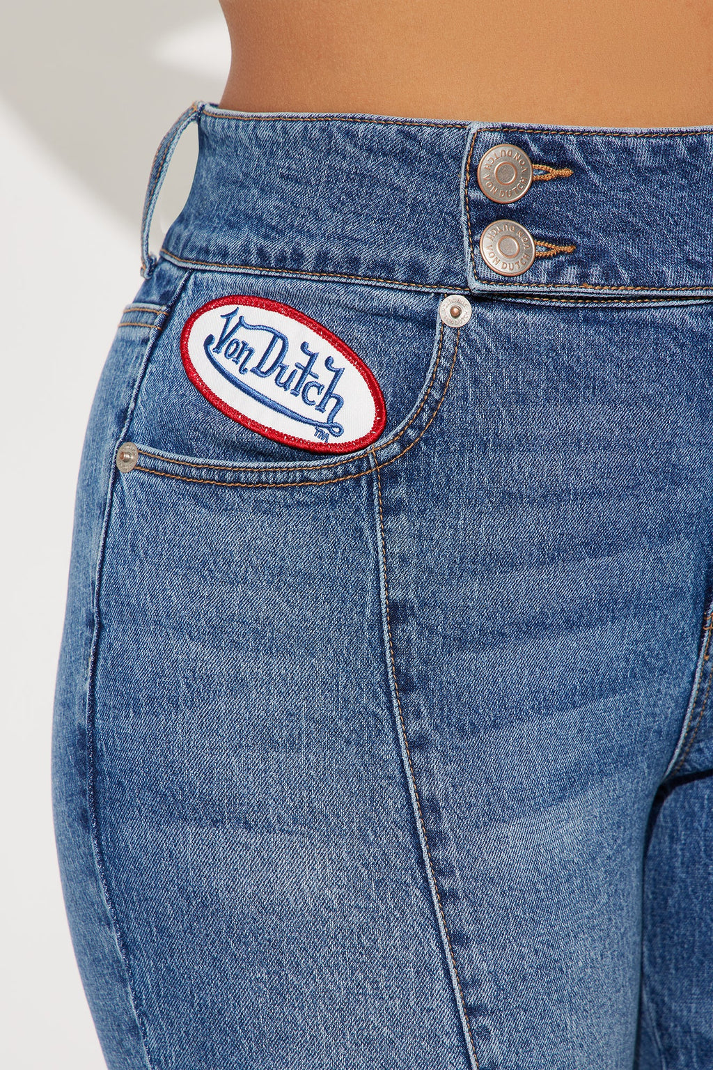 Von Dutch Low Rise Flare Jeans - Medium Wash