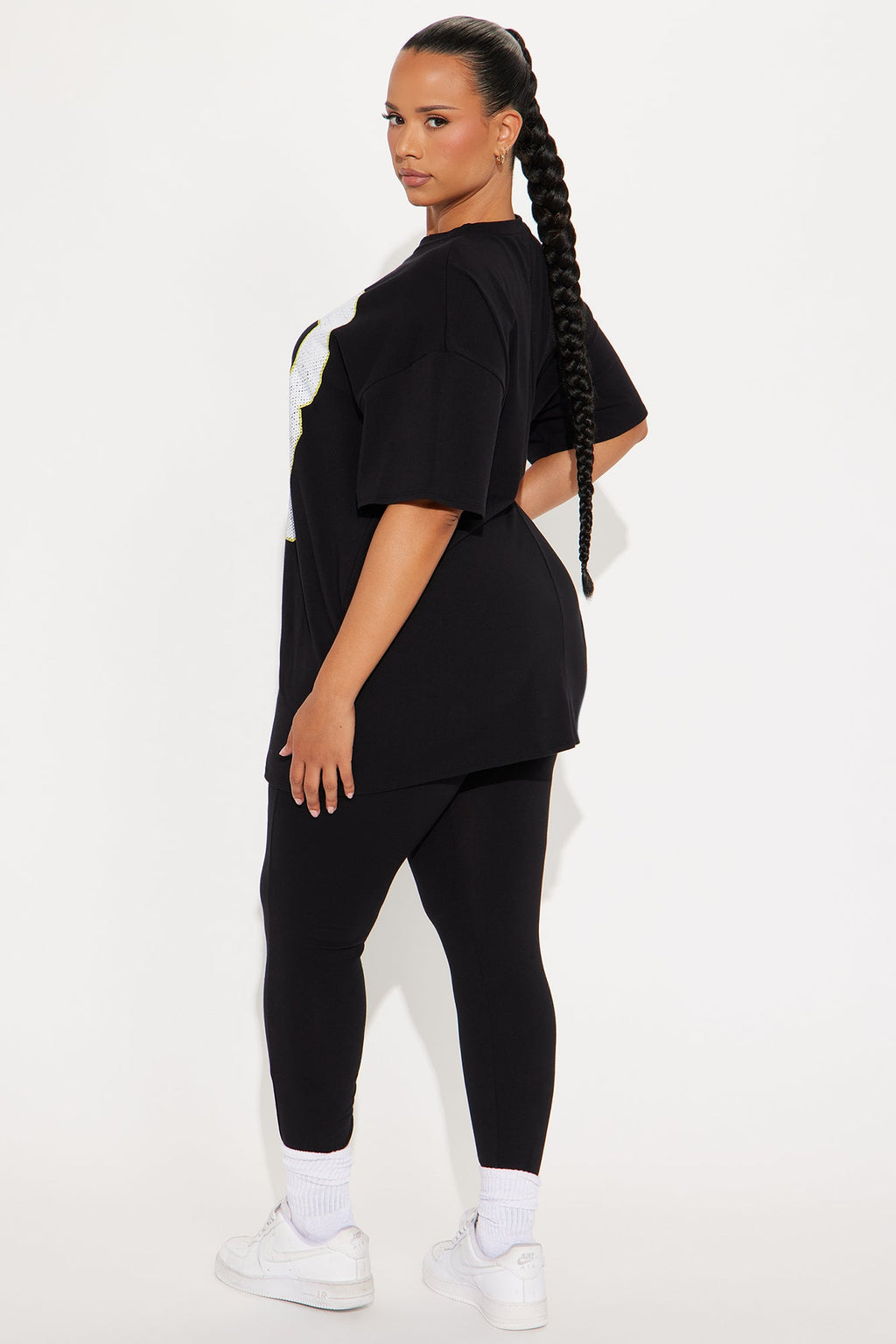 93 Sporty Vibe Graphic Pant Set - Black