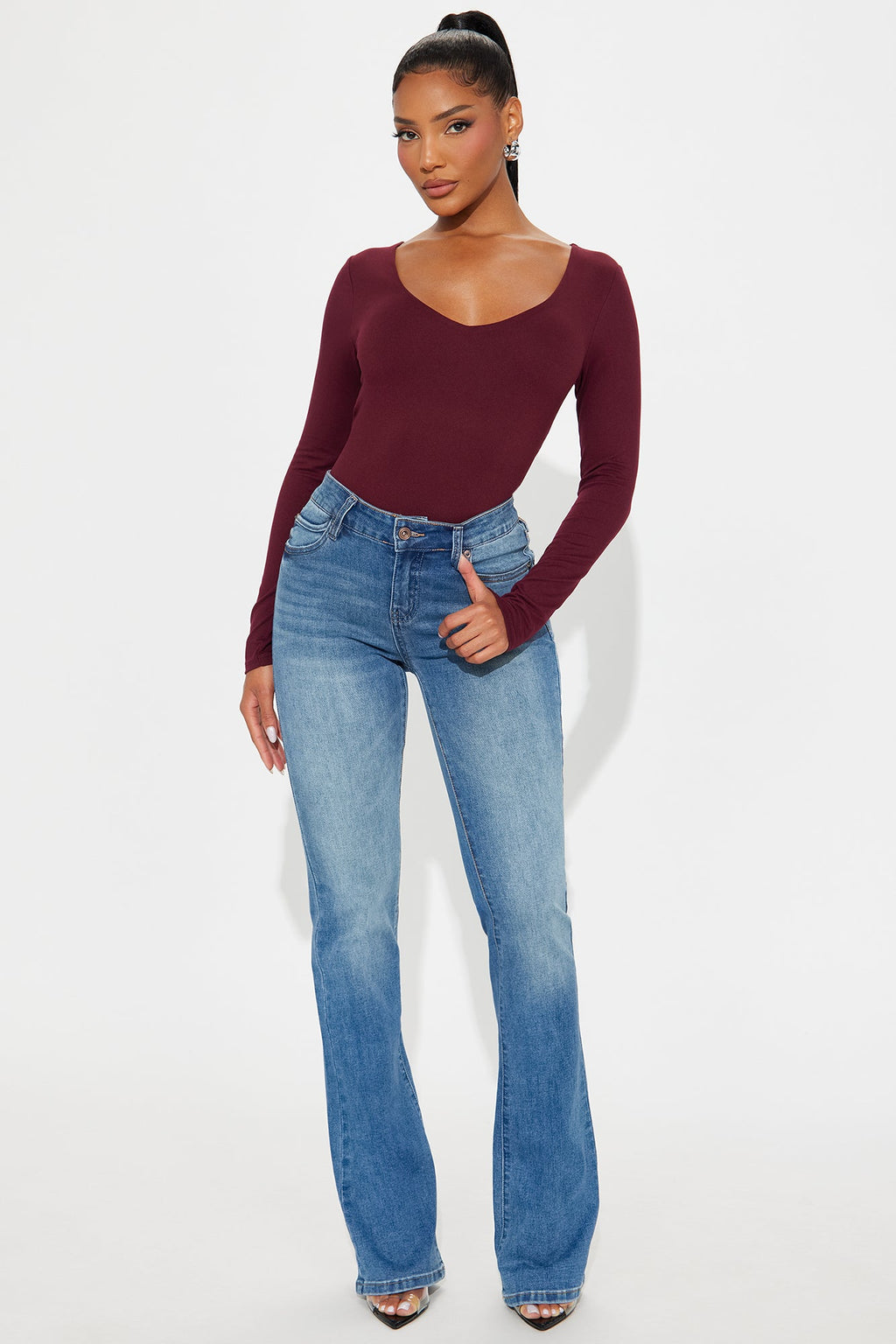Level Up Low Rise Stacked Bootcut Jeans - Medium Wash
