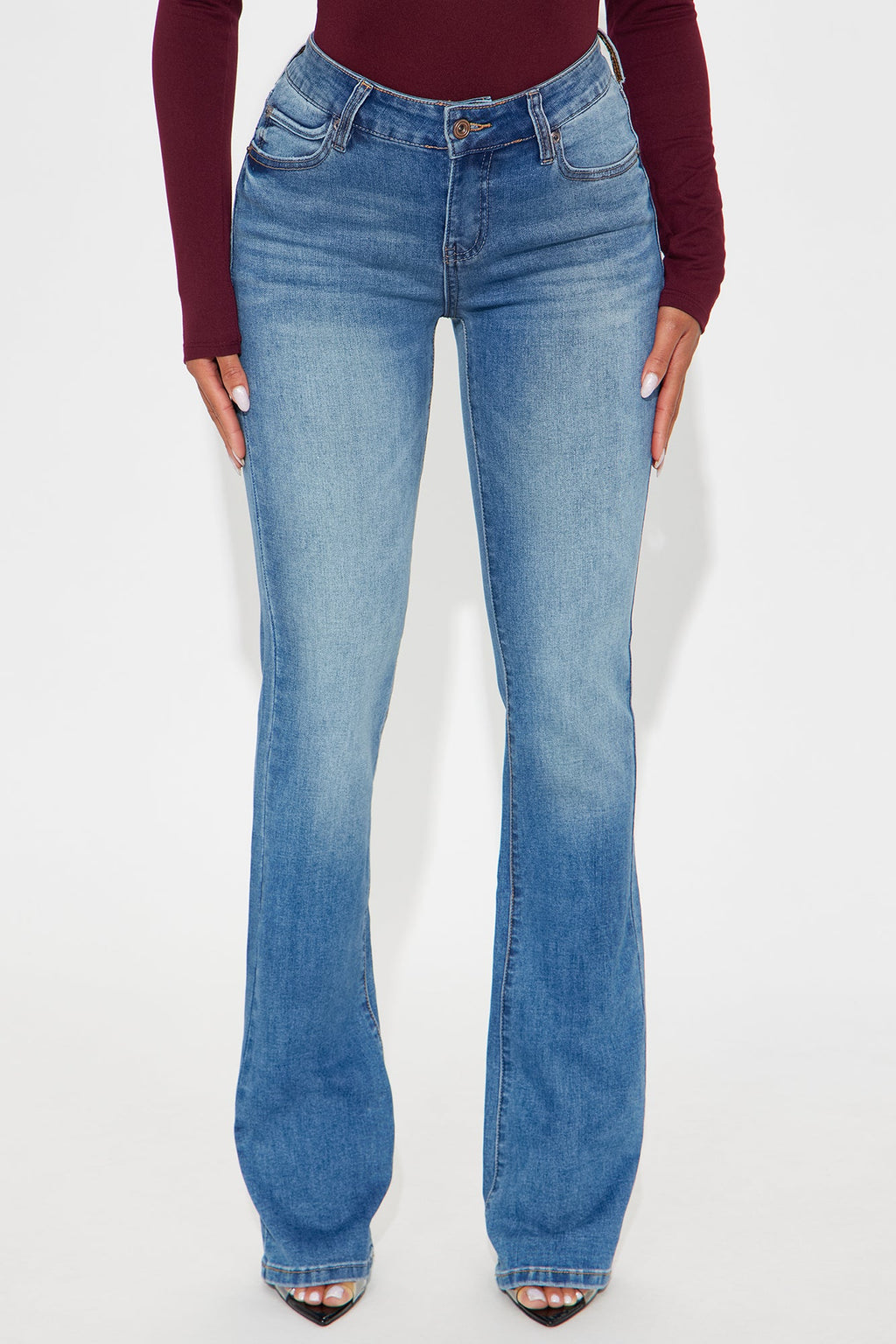 Level Up Low Rise Stacked Bootcut Jeans - Medium Wash