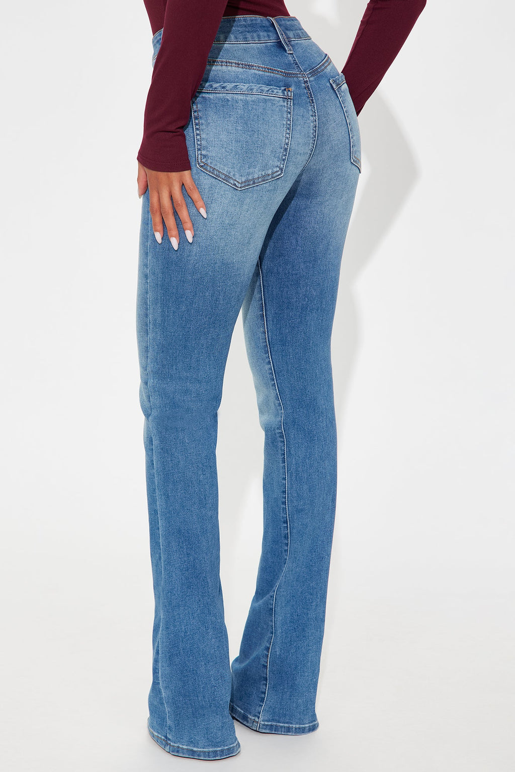 Level Up Low Rise Stacked Bootcut Jeans - Medium Wash
