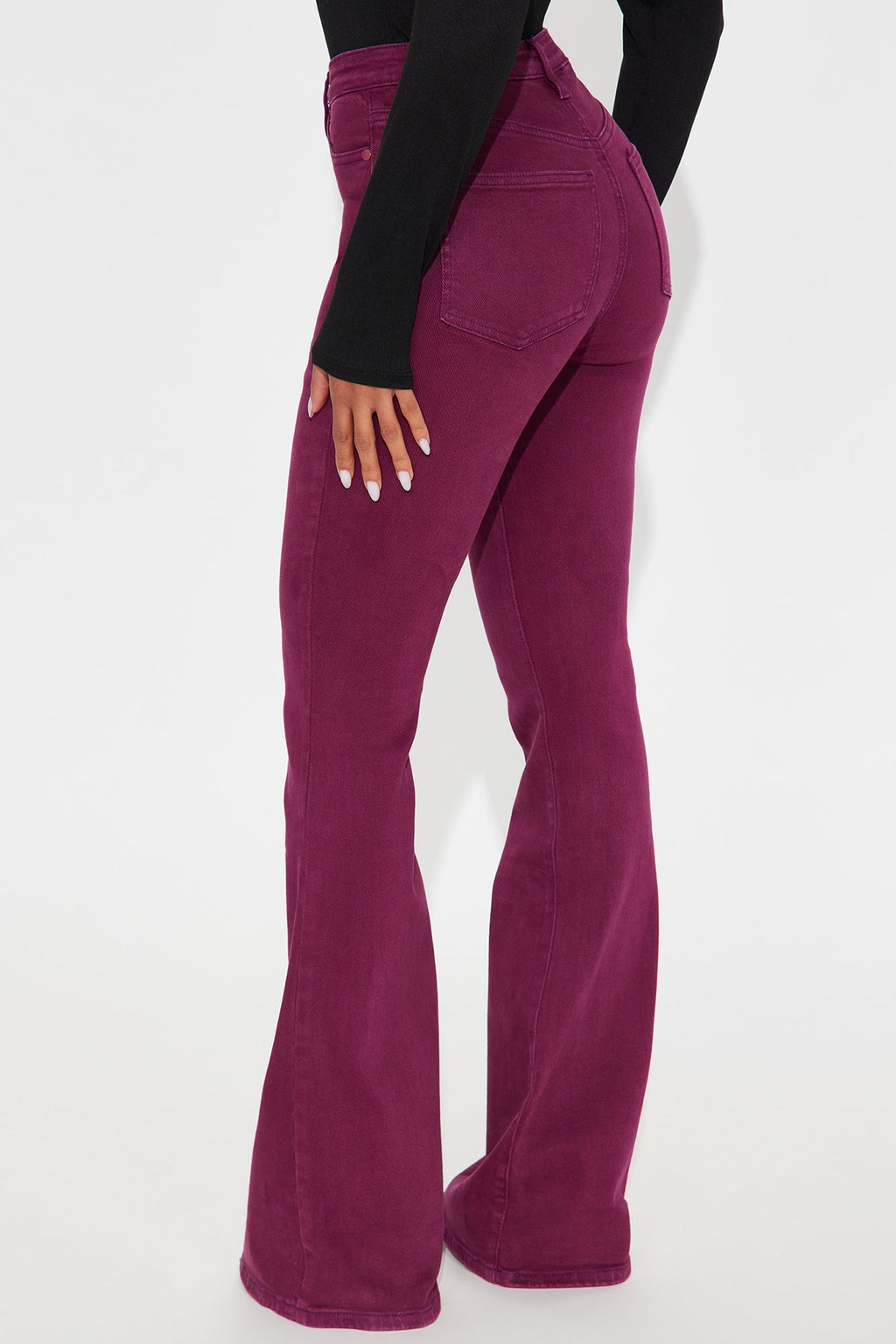 Bon Voyage High Rise Flare Jeans - Burgundy