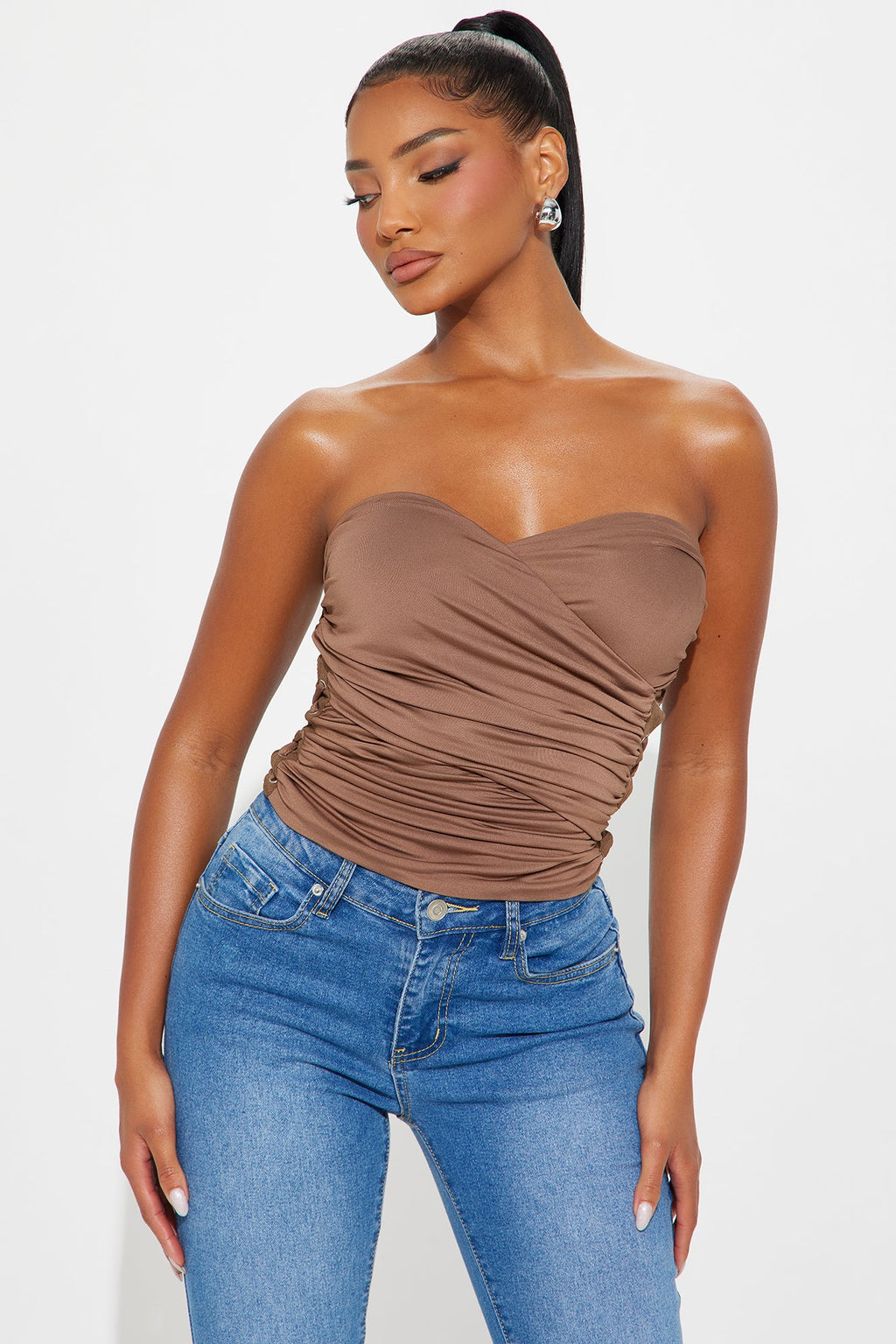 Favorite Part Ruched Tube Top - Mocha