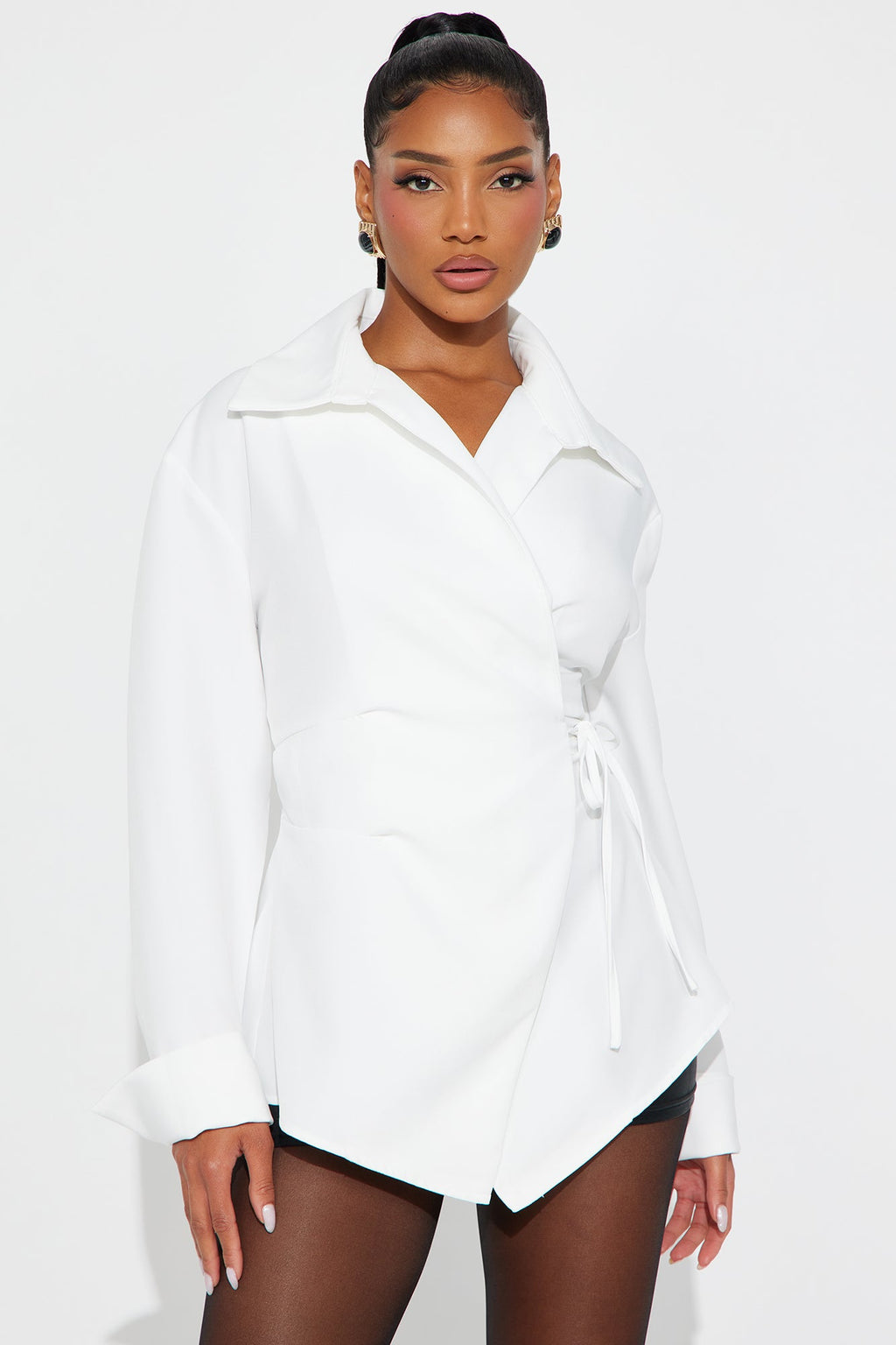 Soft Life Season Tie Waist Top - White