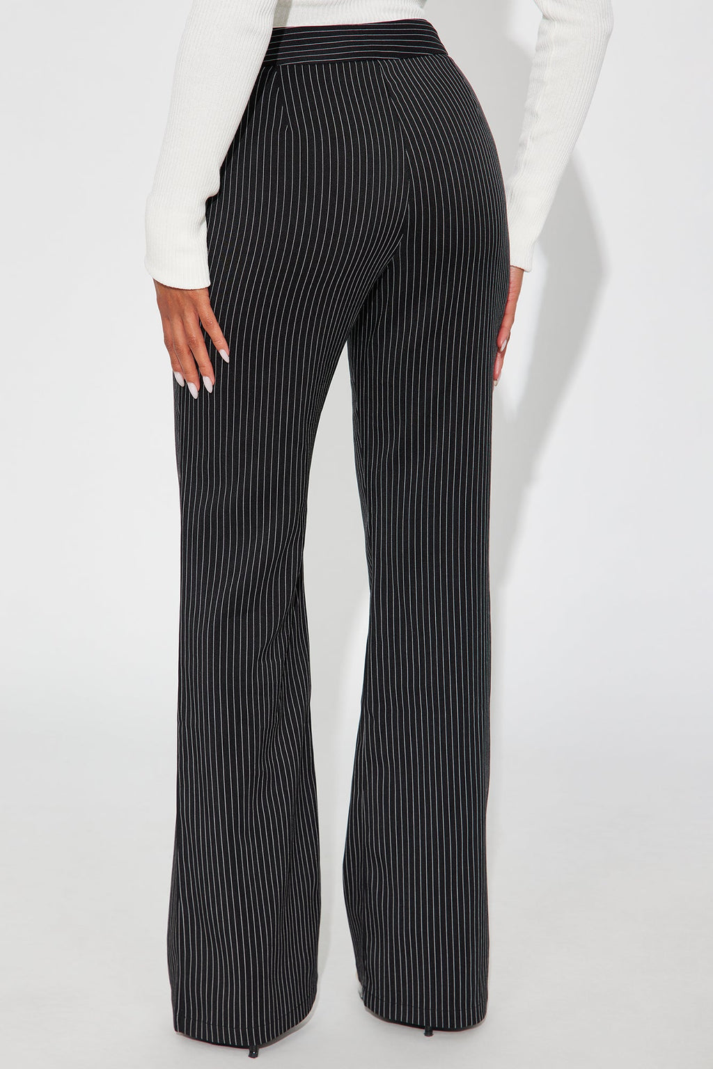 Giana Pinstripe Belted Trouser Pant 33″ - Black/White