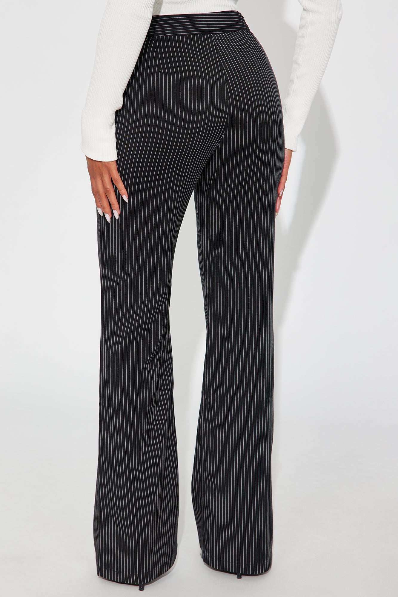 Giana Pinstripe Belted Trouser Pant 33″ - Black/White