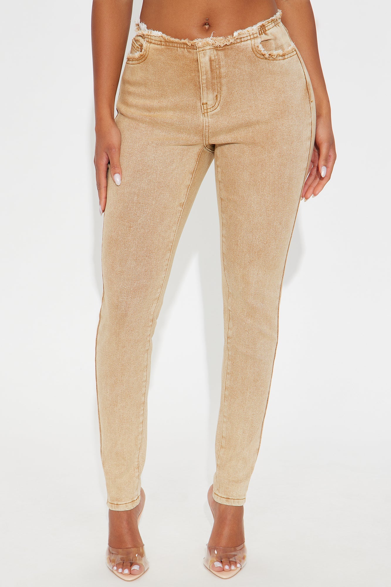 Highly Motivated Low Rise Skinny Jeans - Tan