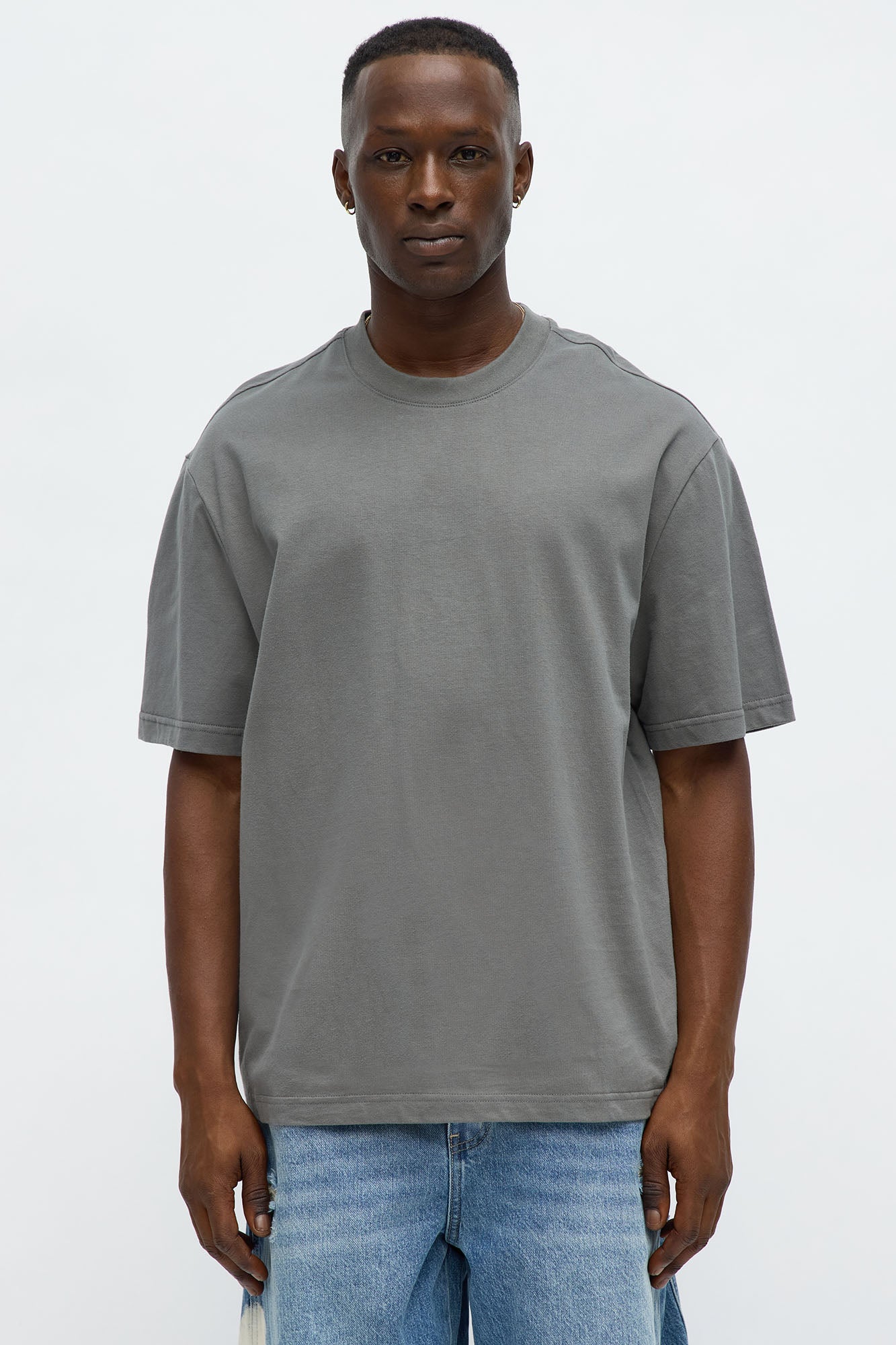 Premium Relaxed Soft Cotton Tee - Dark Grey