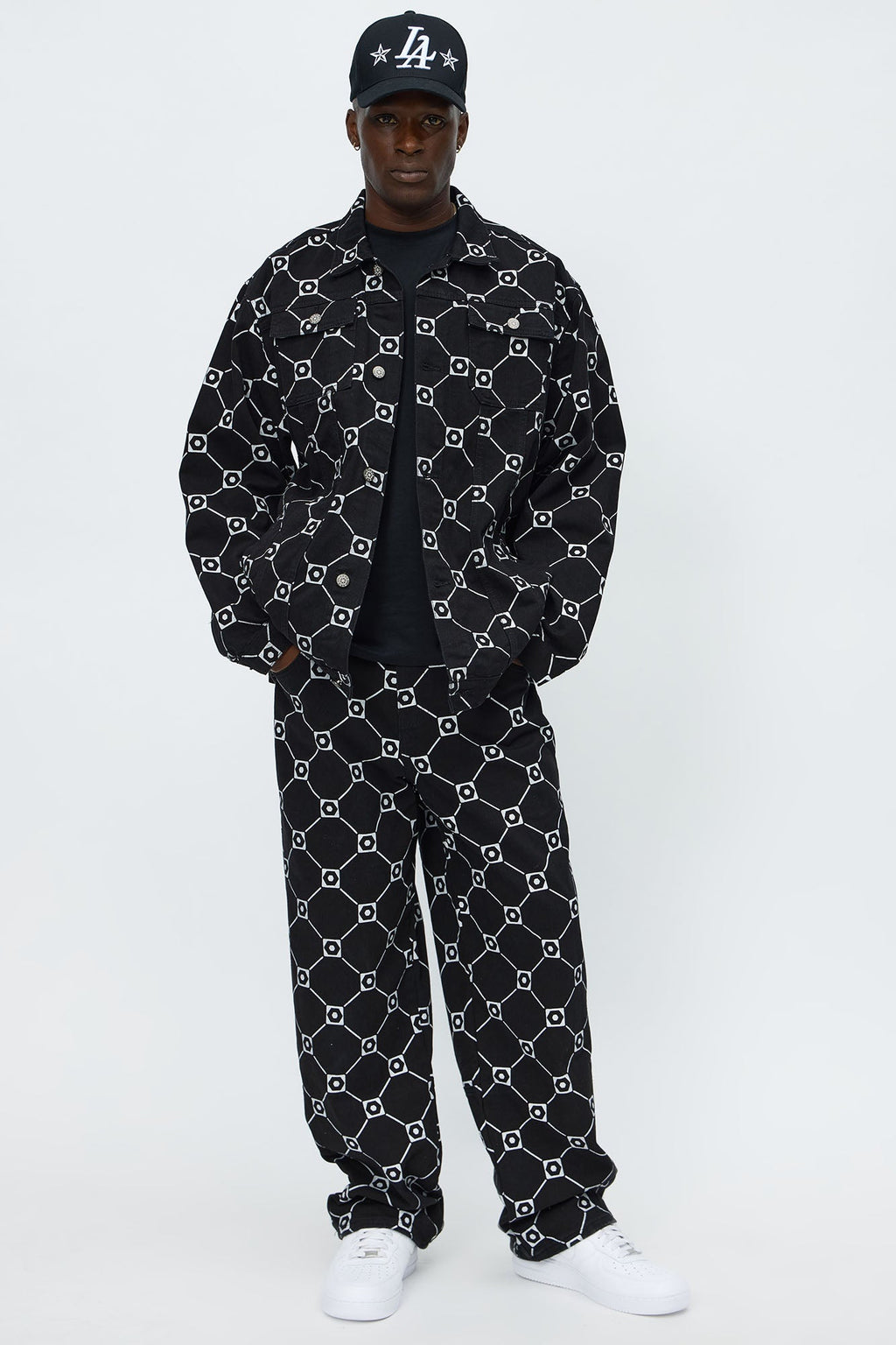 South Pole Baggy Monogram Jeans - Black