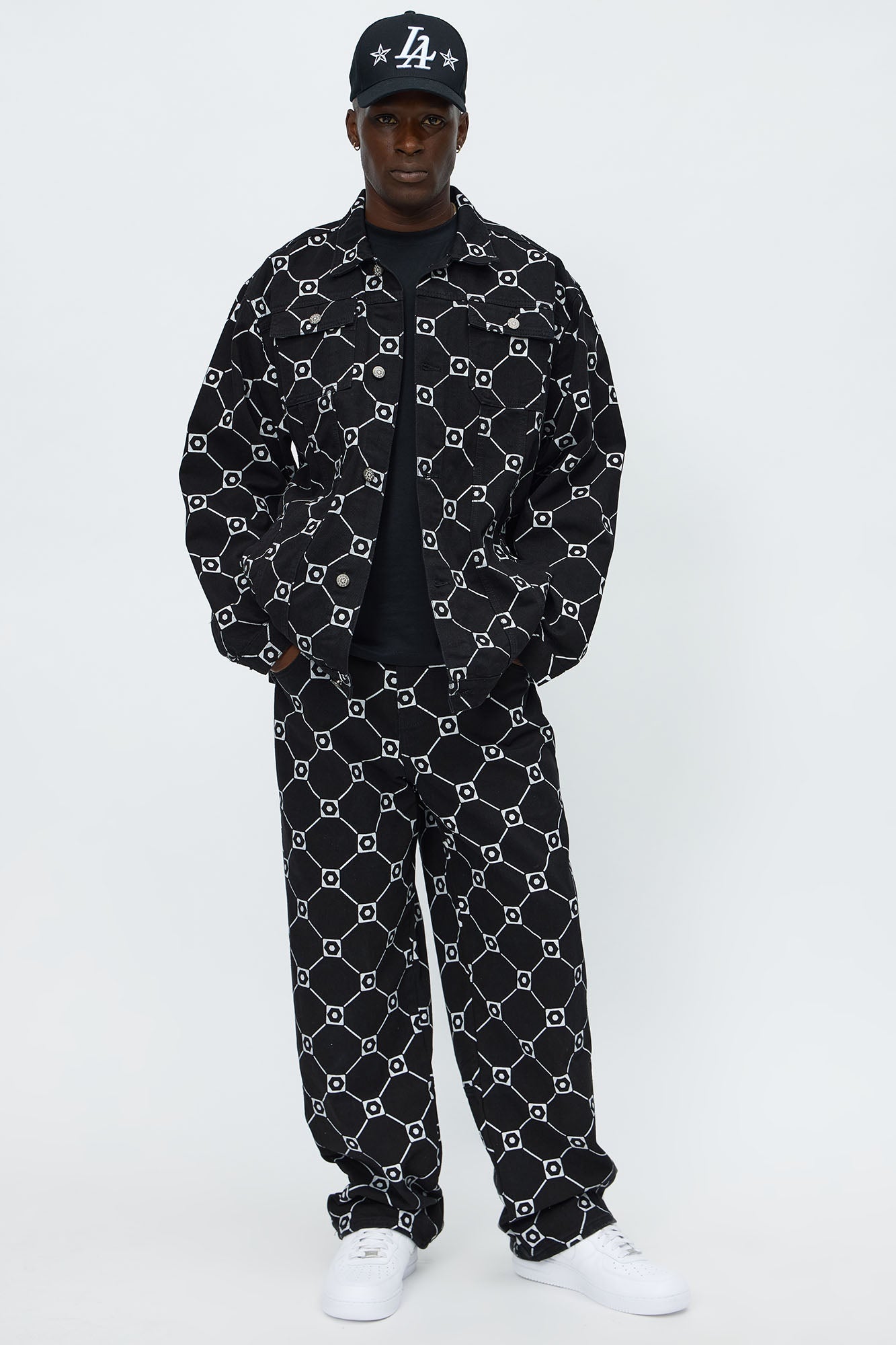 South Pole Baggy Monogram Jeans - Black