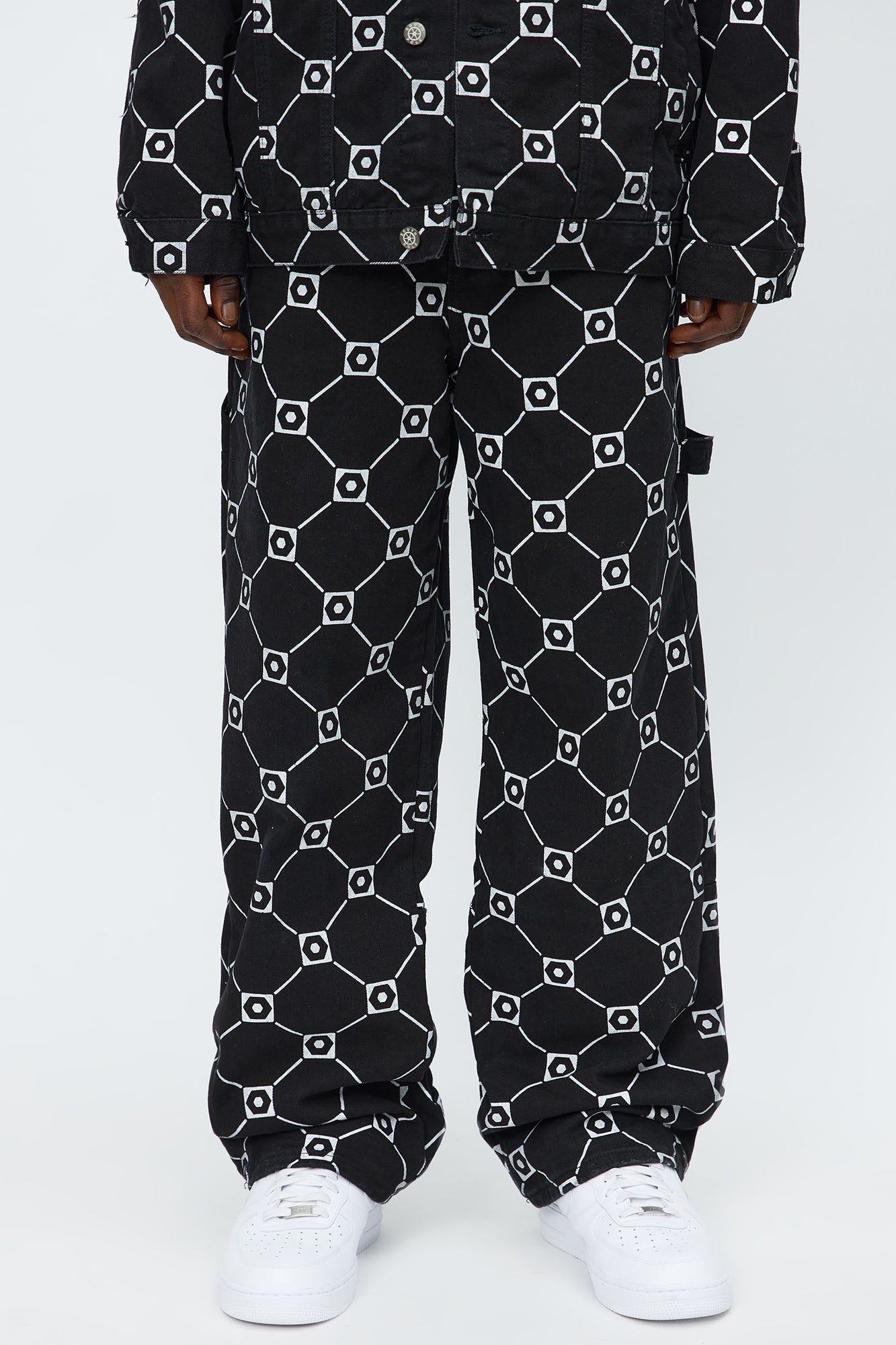 South Pole Baggy Monogram Jeans - Black