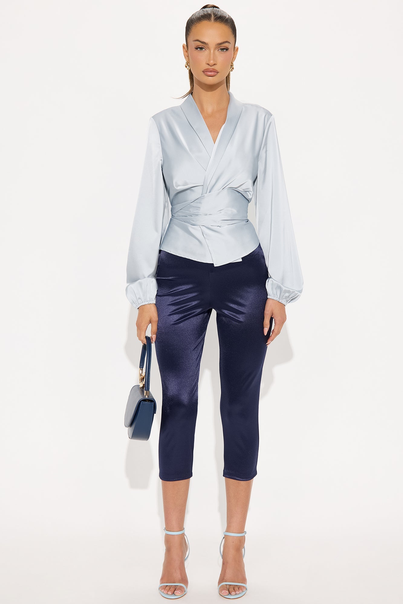 Selene Satin Capri Pant 21″ - Navy