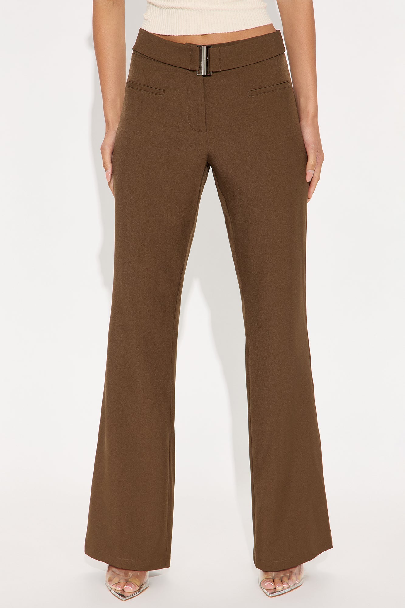 Giana Belted Trouser Pant 33″ - Brown