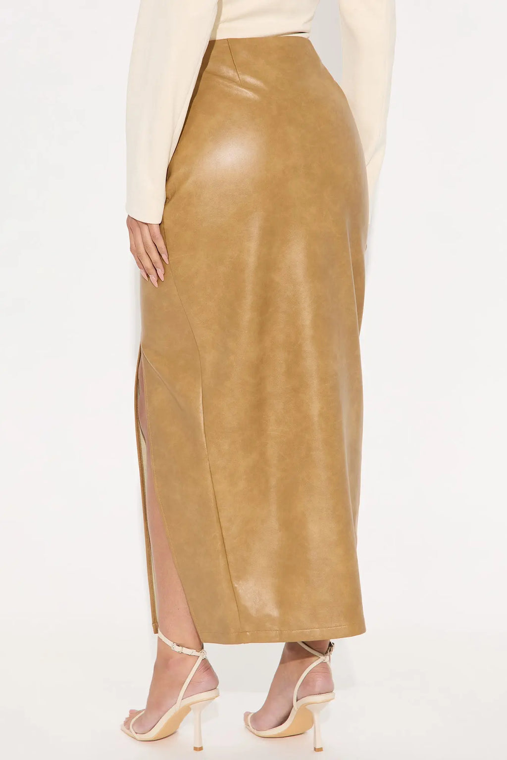Bad For You Belted Faux Leather Maxi Skirt - Camel 