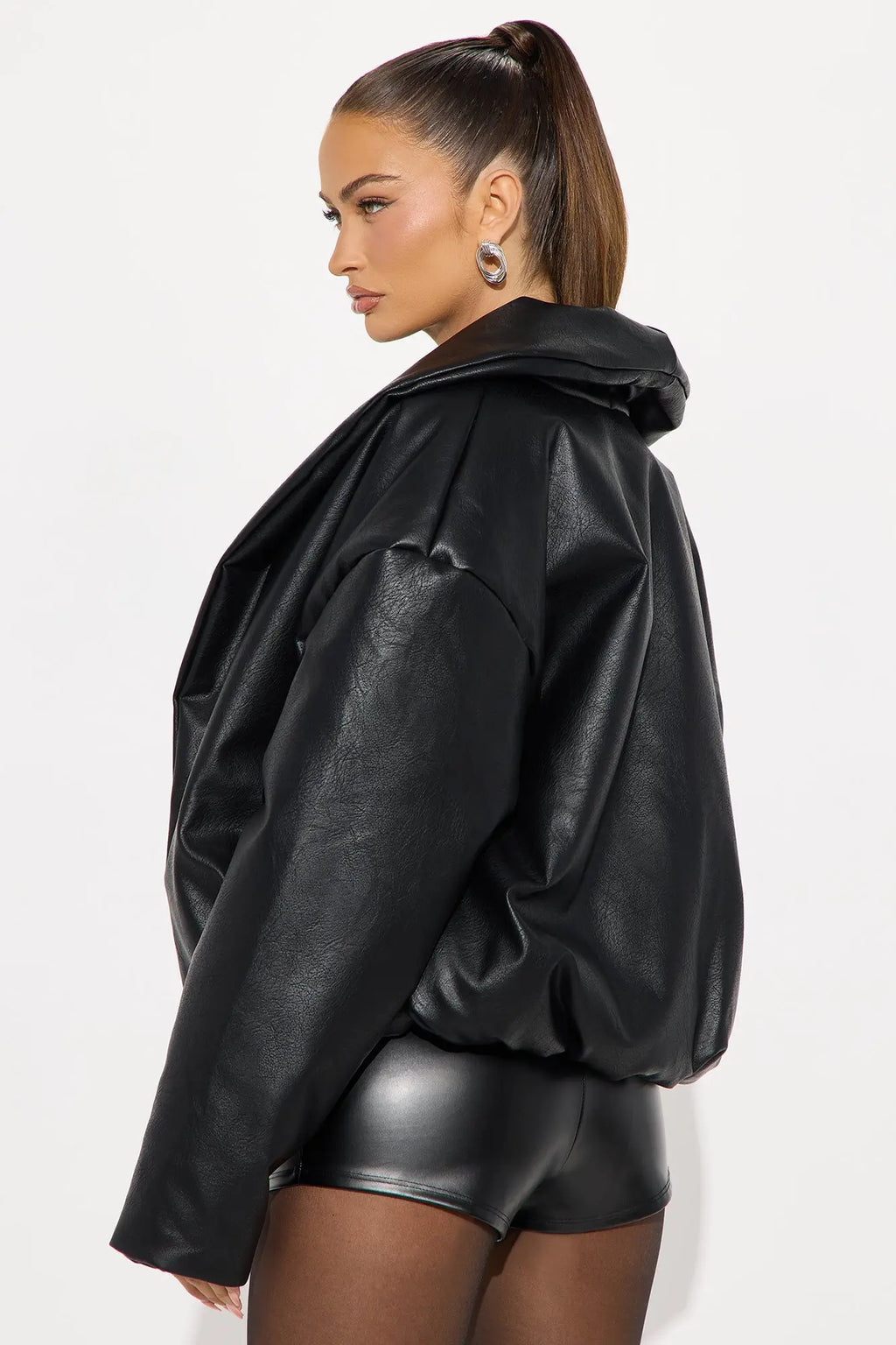 Kiara Faux Leather Jacket - Black 