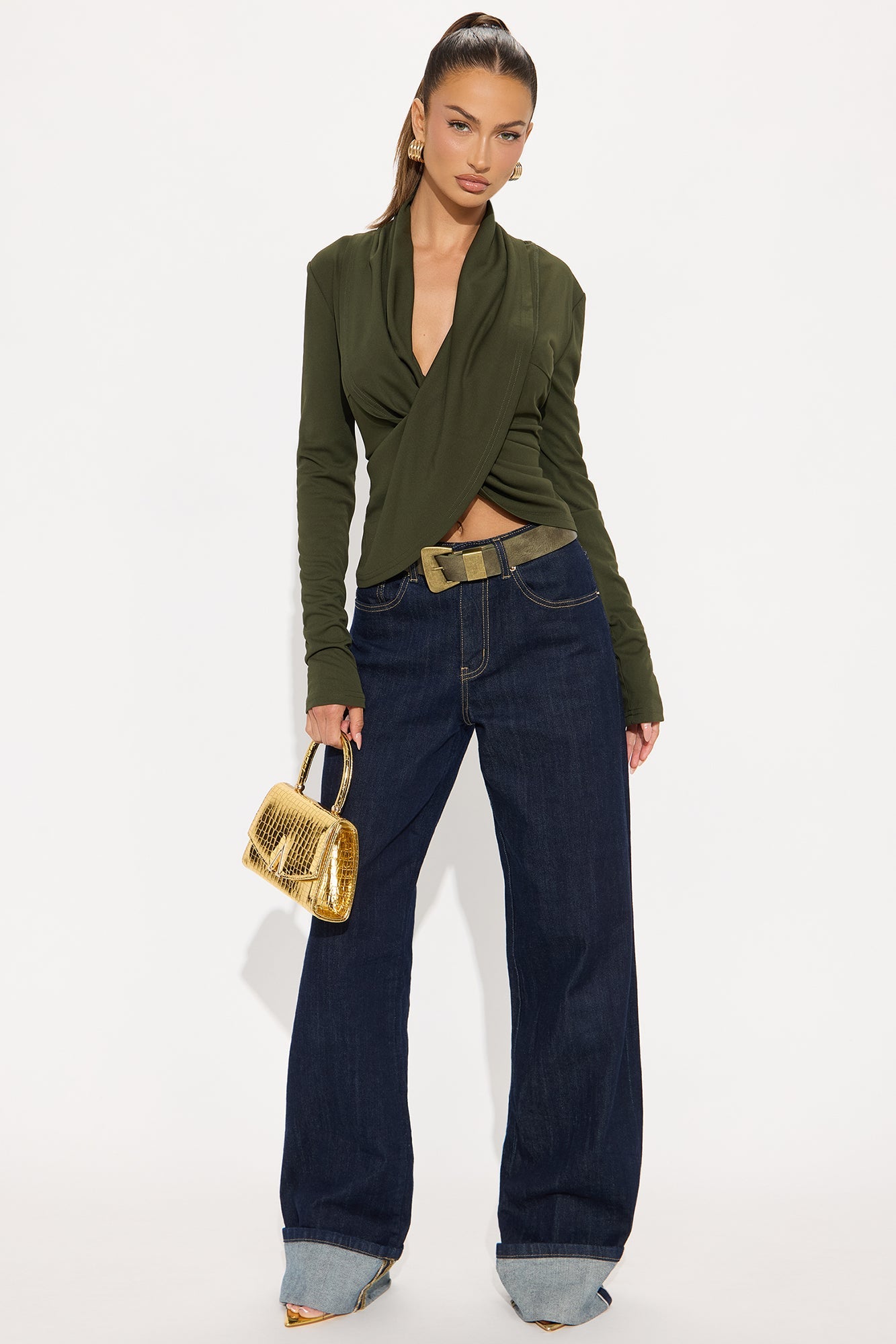 Better Things To Do Draped Top - Olive