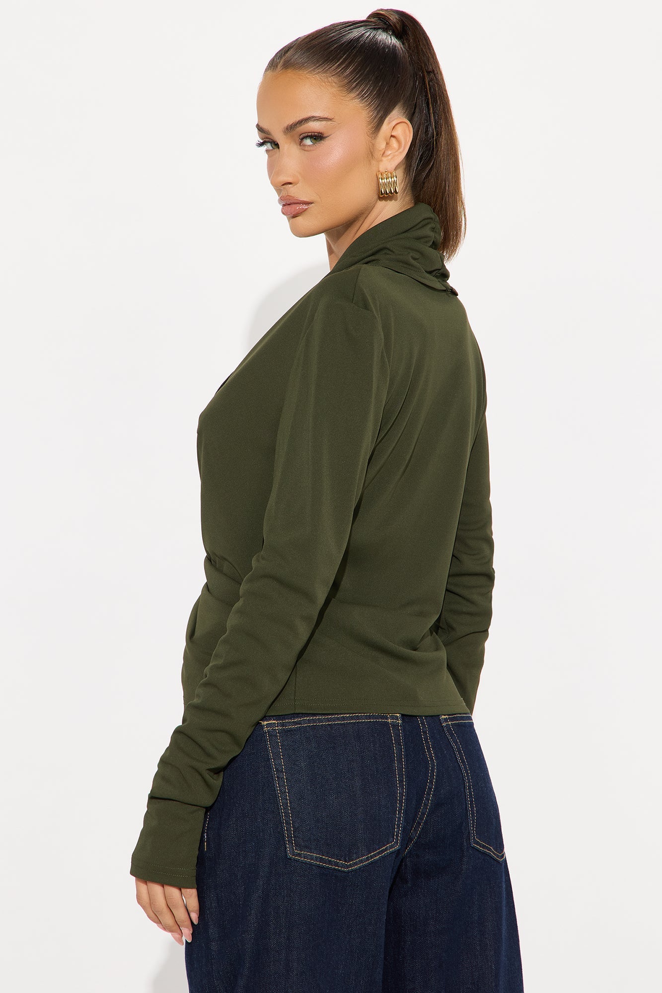 Better Things To Do Draped Top - Olive