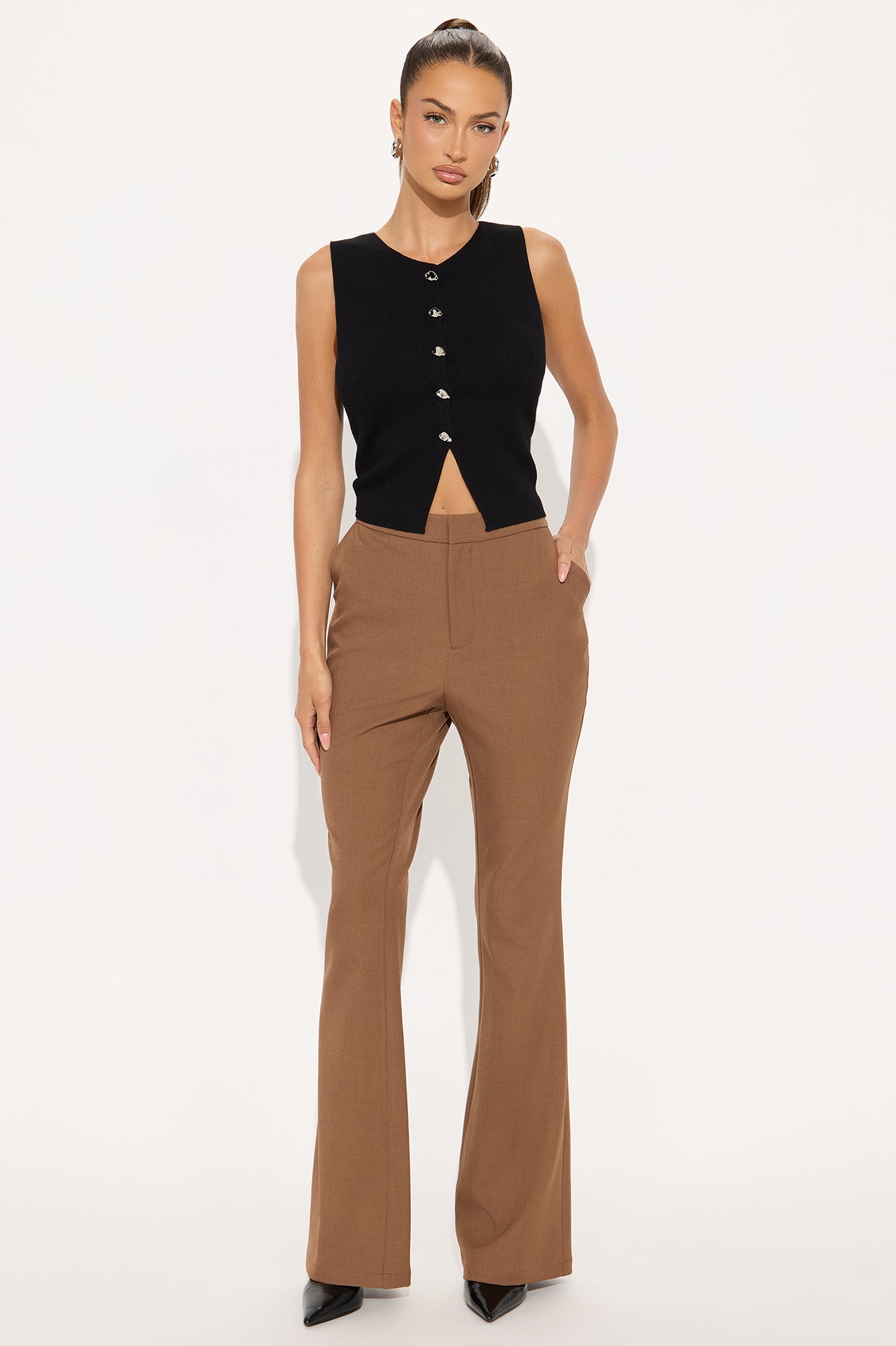 Octavia Flare Trouser Pant 33″ - Brown
