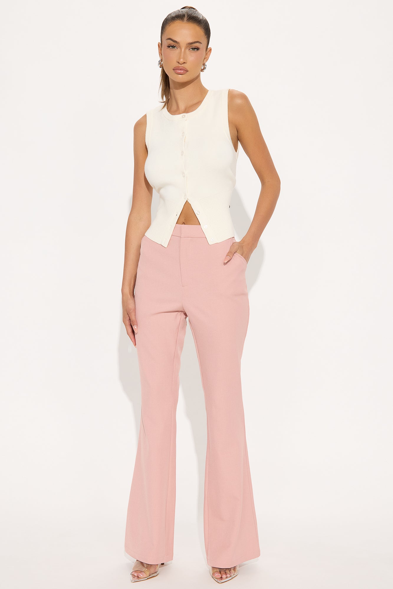 Octavia Flare Trouser Pant 33″ - Pink