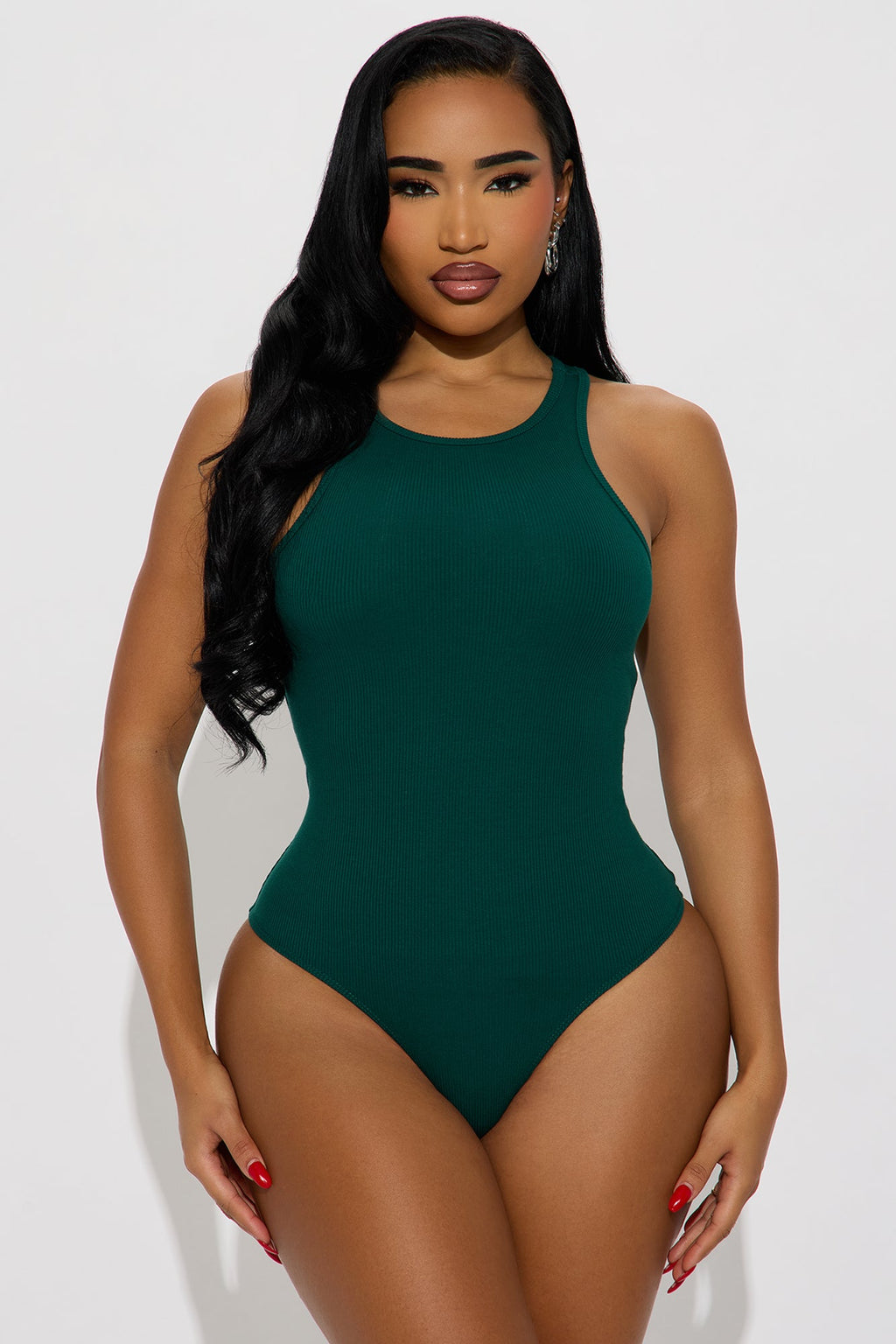 Model Attitude Racerback Bodysuit - Hunter Green