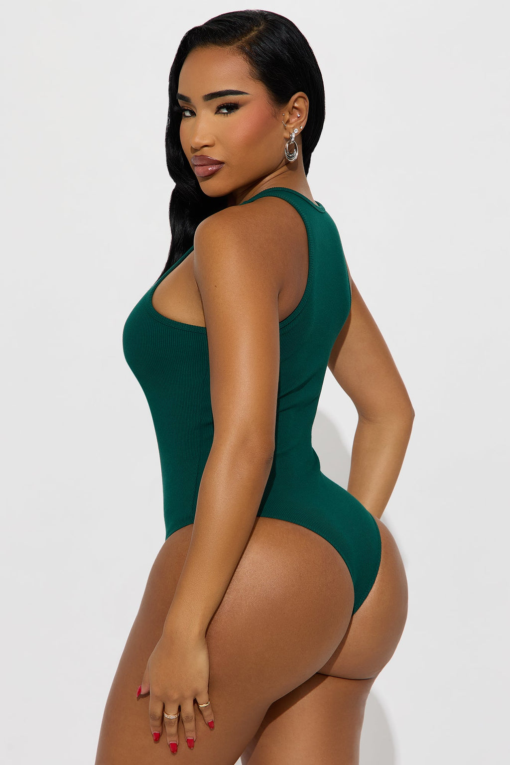 Model Attitude Racerback Bodysuit - Hunter Green