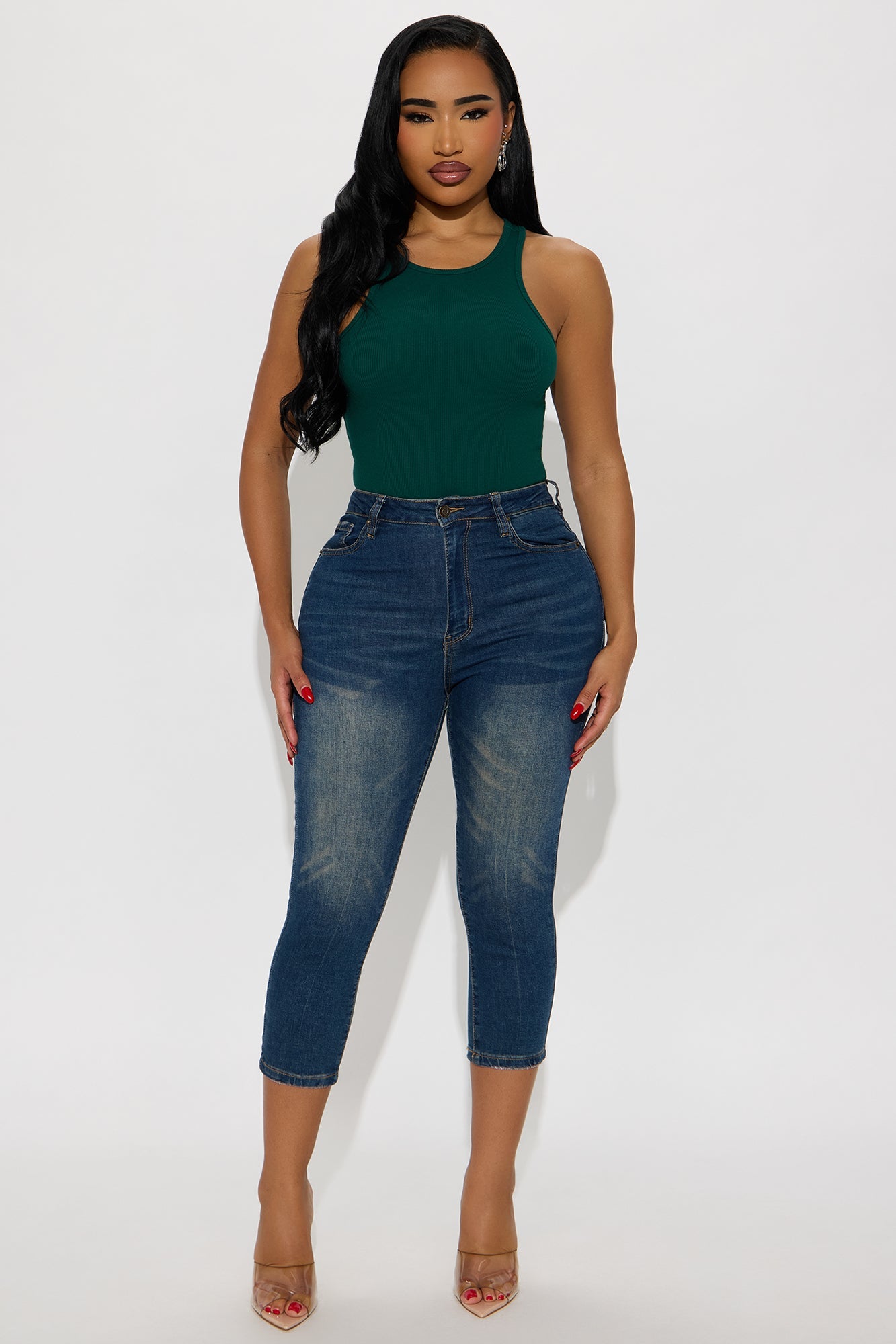 Model Attitude Racerback Bodysuit - Hunter Green