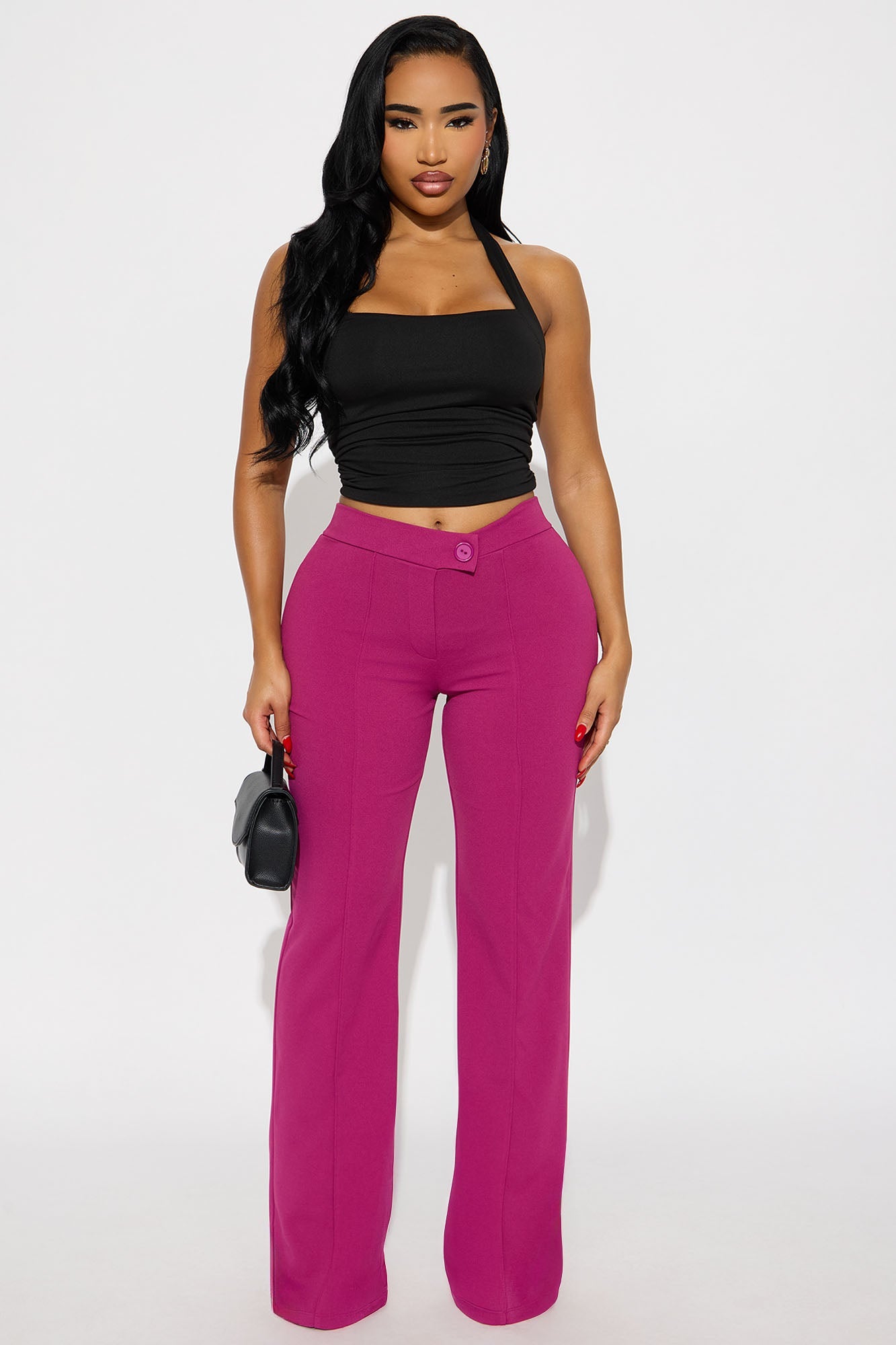 Call It Even Wide Leg Dress Pants - Raspberry