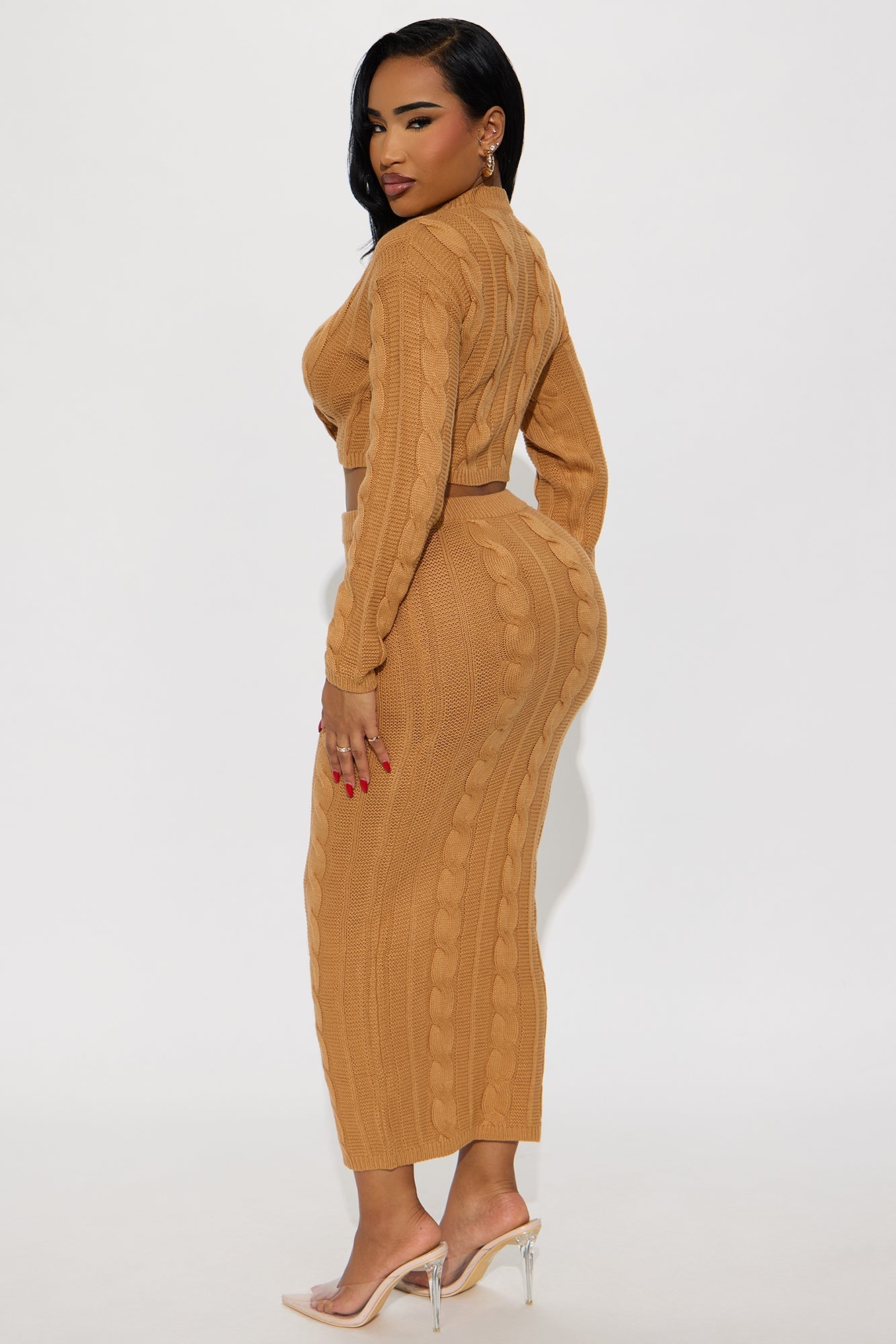 Latte Layers Sweater Maxi Skirt Set - Camel