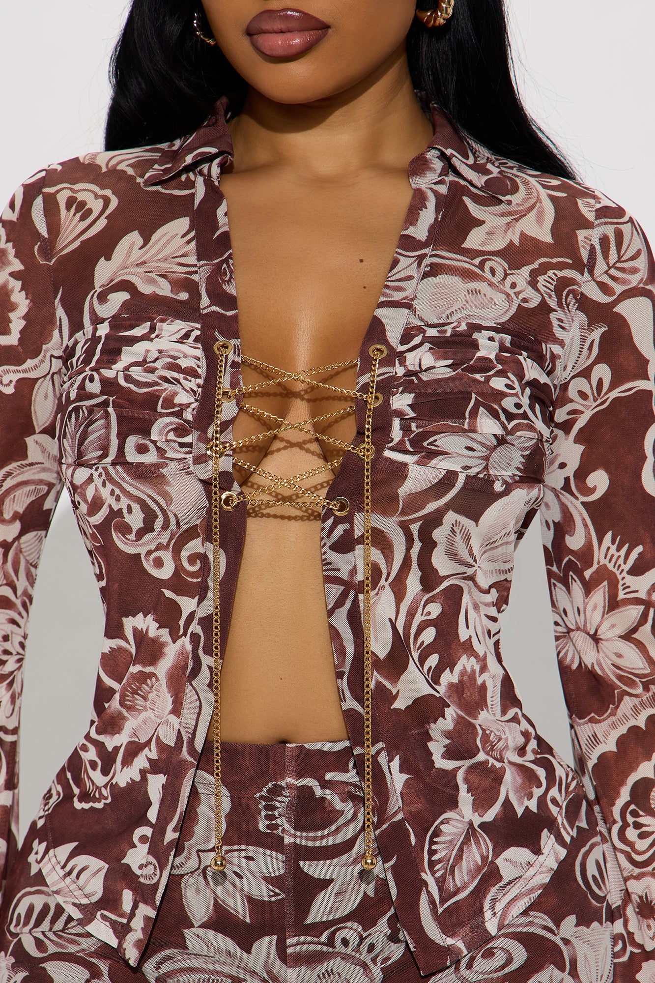 Petra Mesh Pant Set - Brown