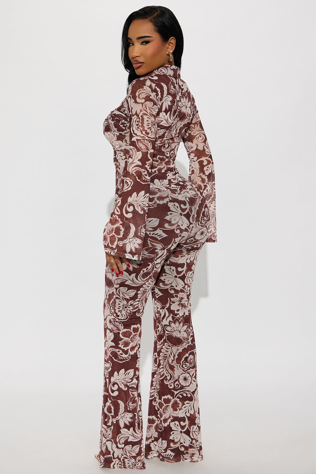 Petra Mesh Pant Set - Brown