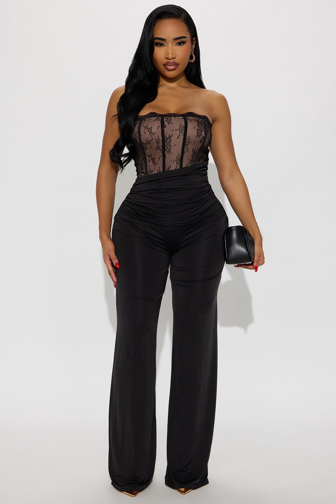 Aitana Lace Corset Jumpsuit - Black