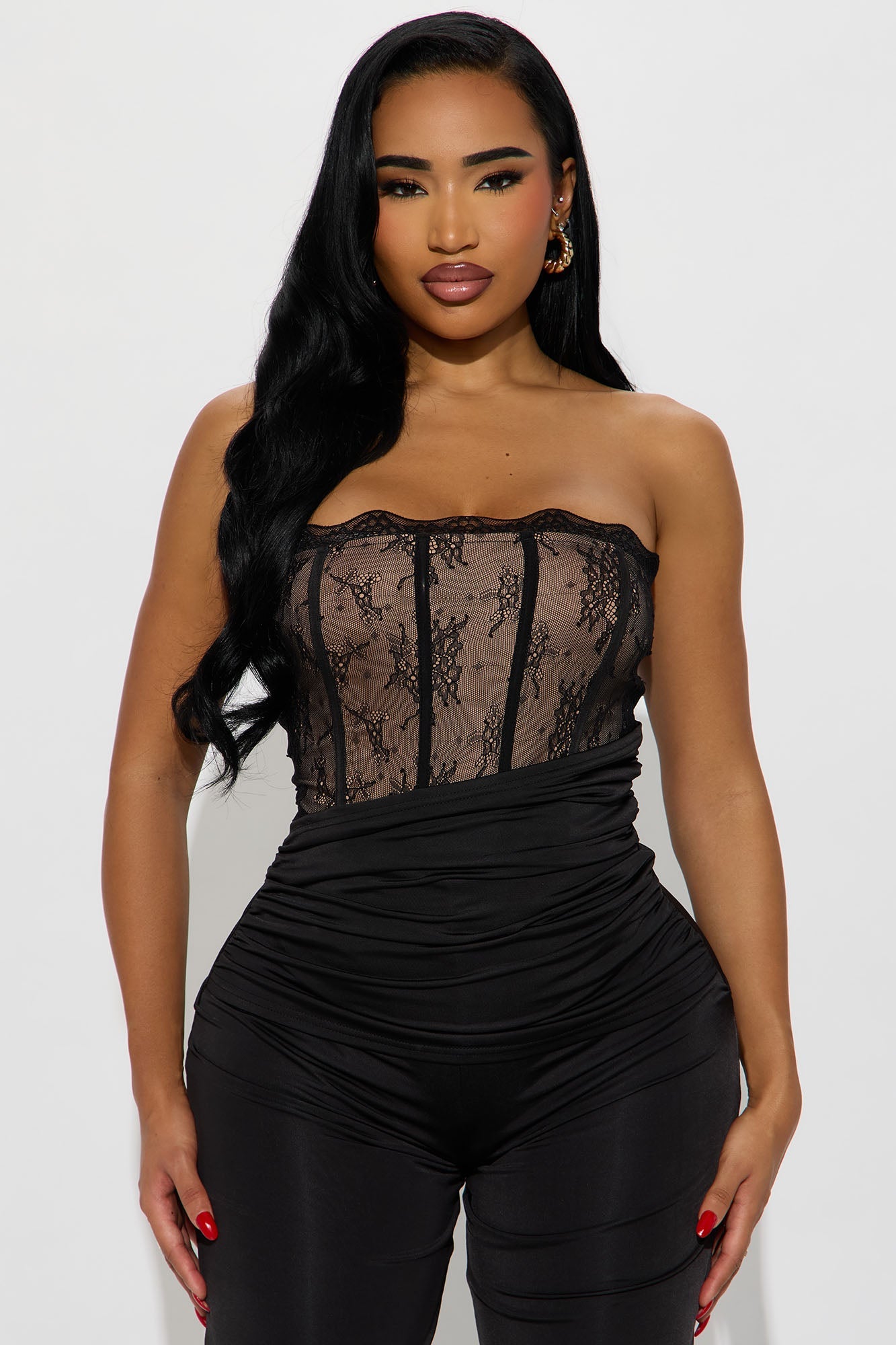 Aitana Lace Corset Jumpsuit - Black