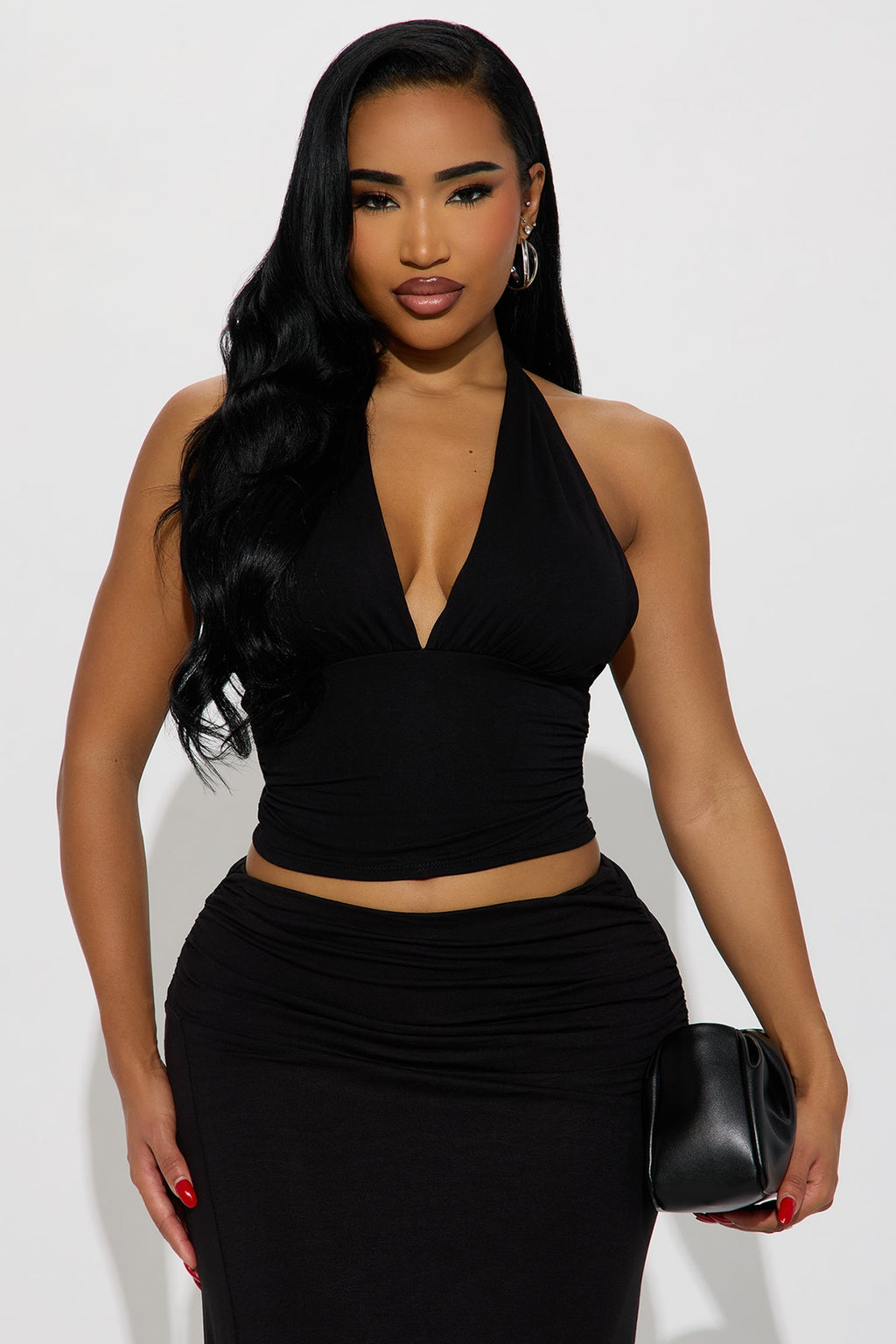 Alina Asymmetric Skirt Set - Black