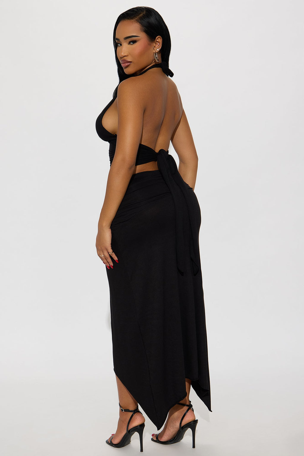 Alina Asymmetric Skirt Set - Black