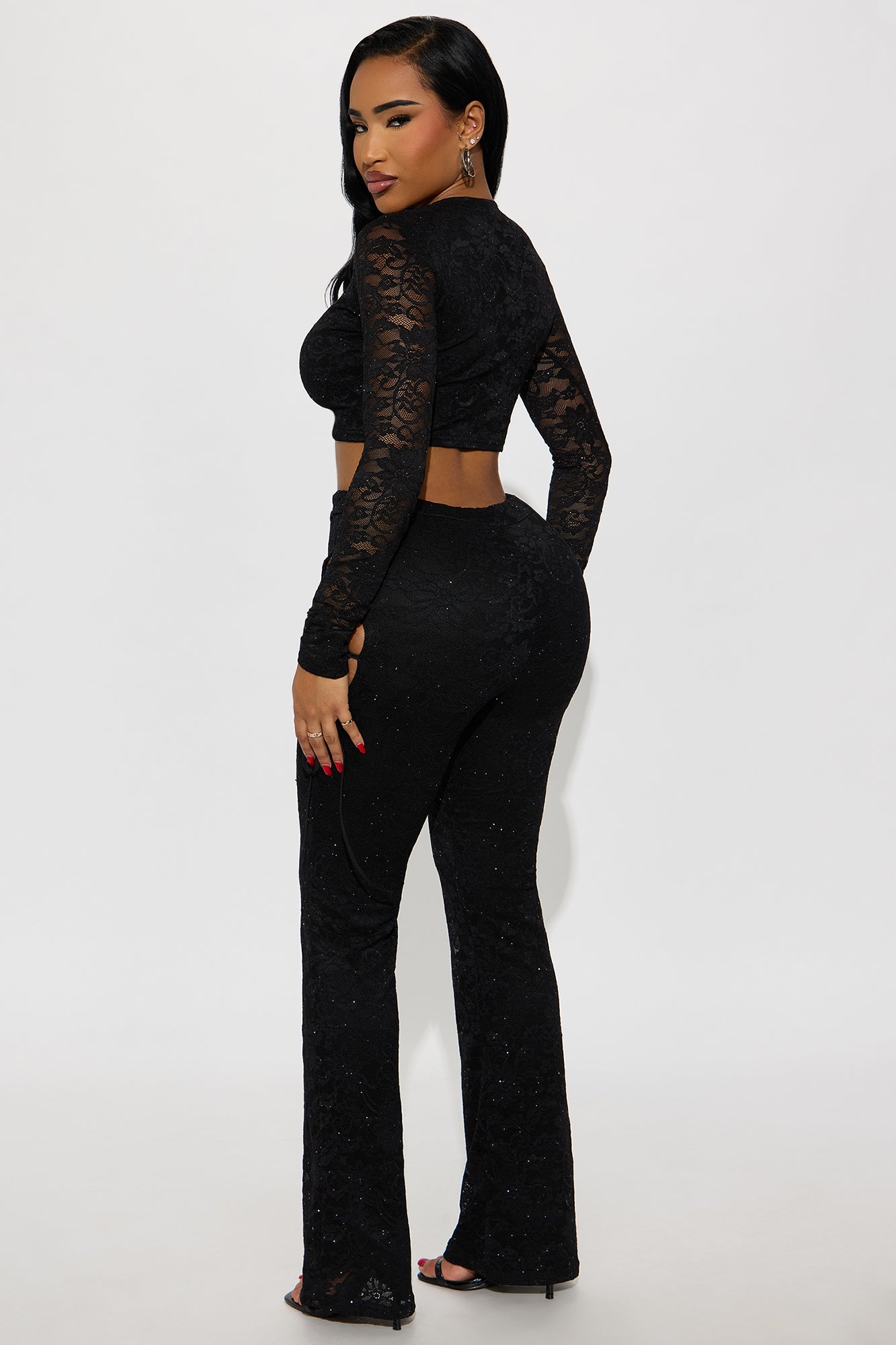 Valentina Lace Pant Set - Black