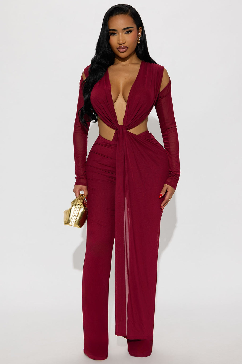 Soleil Straight Leg Jumpsuit - Burgundy